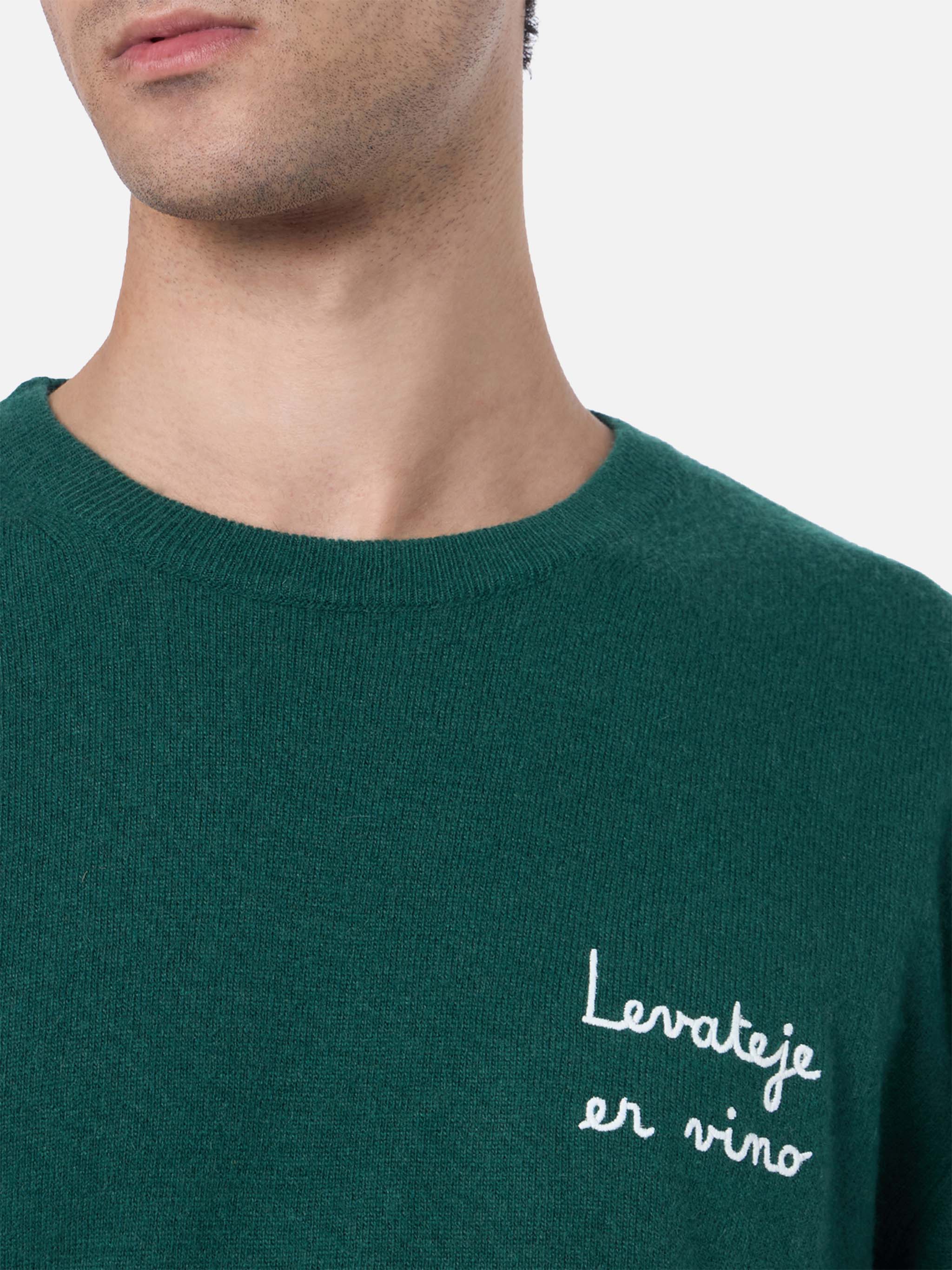 Crewneck Heron Light With Levateje Er Vino Embroidery | Vacanze Di Natale Special Edition Green