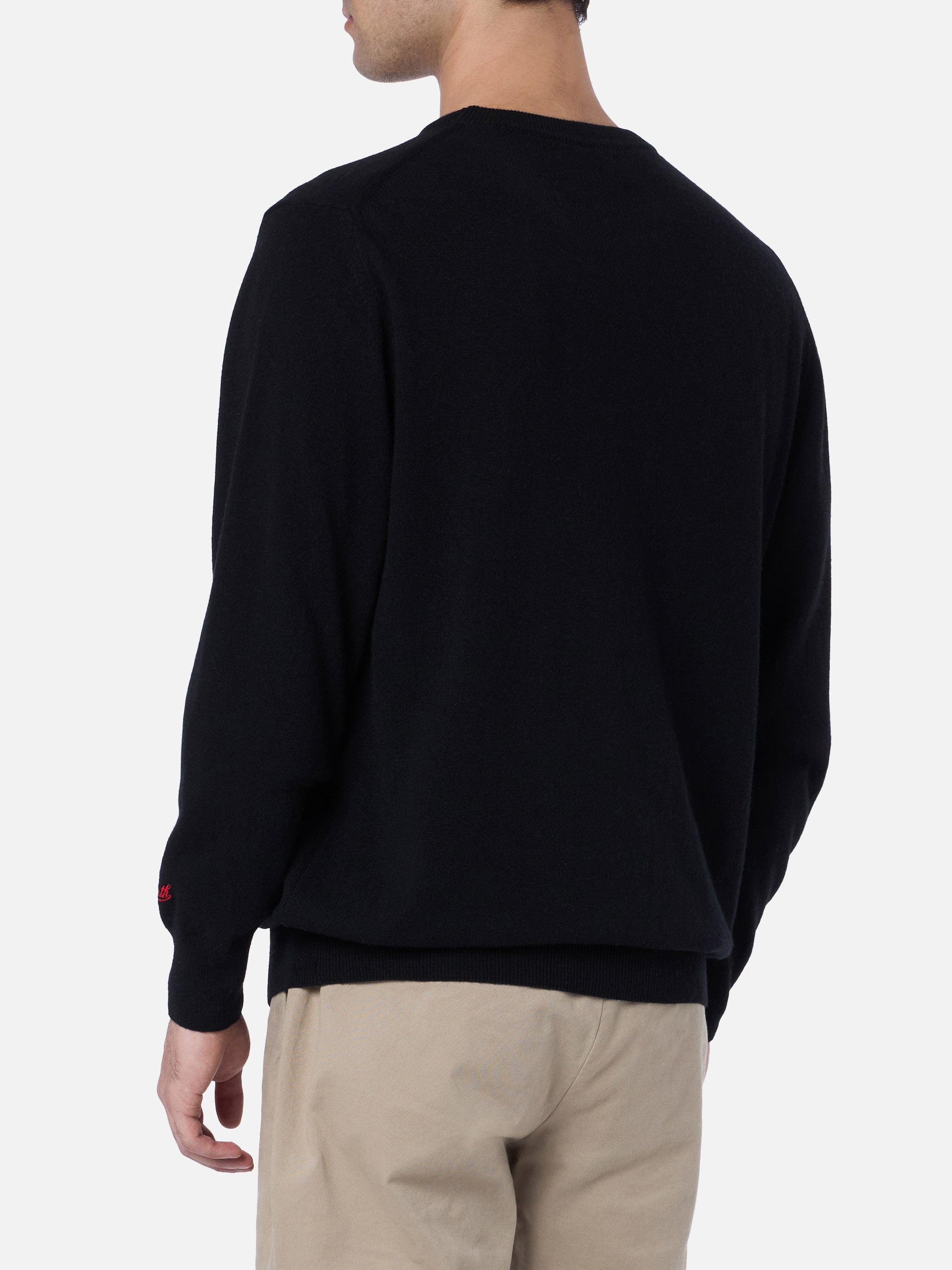 Crewneck Sweater Heron With Single Per Scelta Non Mia Embroidery Black