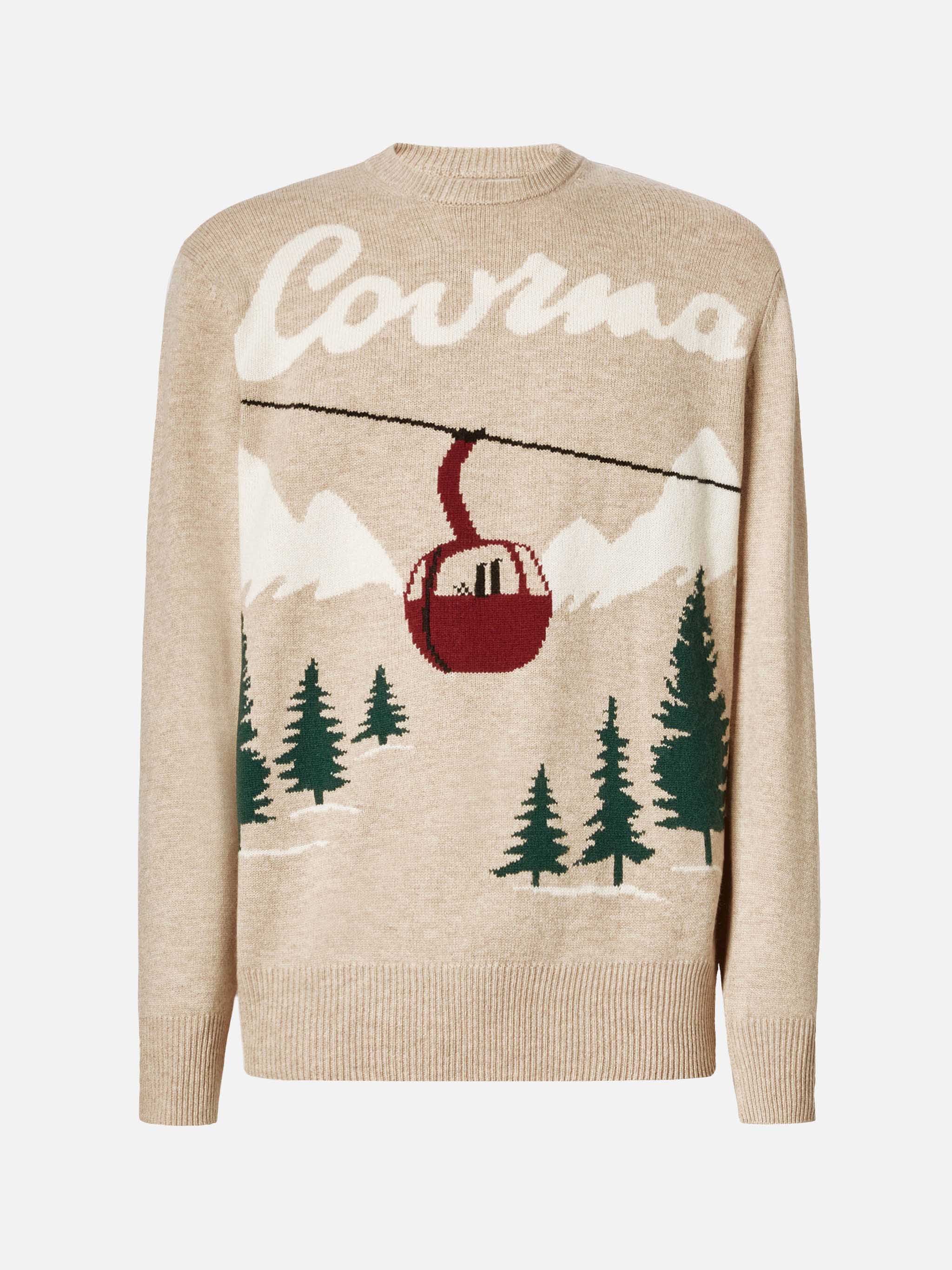 Heron Sweater With Courma Postcard Jacquard Brown