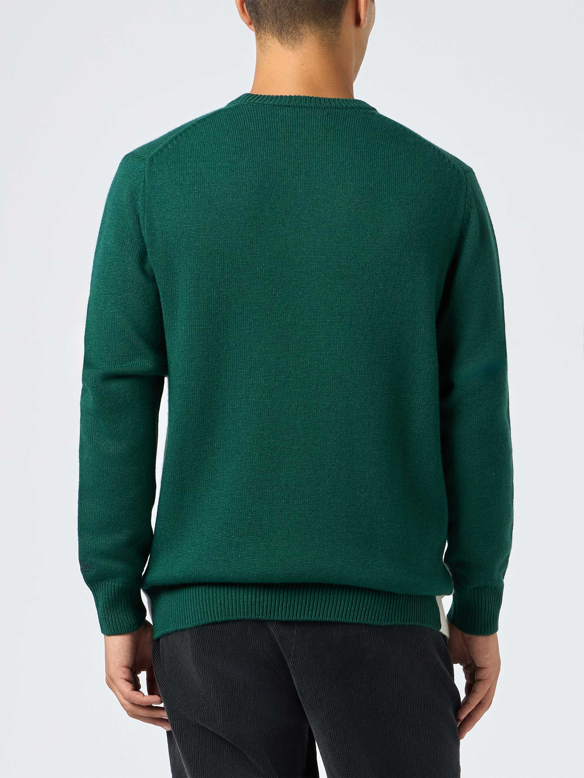 Crewneck Sweater Heron With Courchevel Postcard Jacquard Green