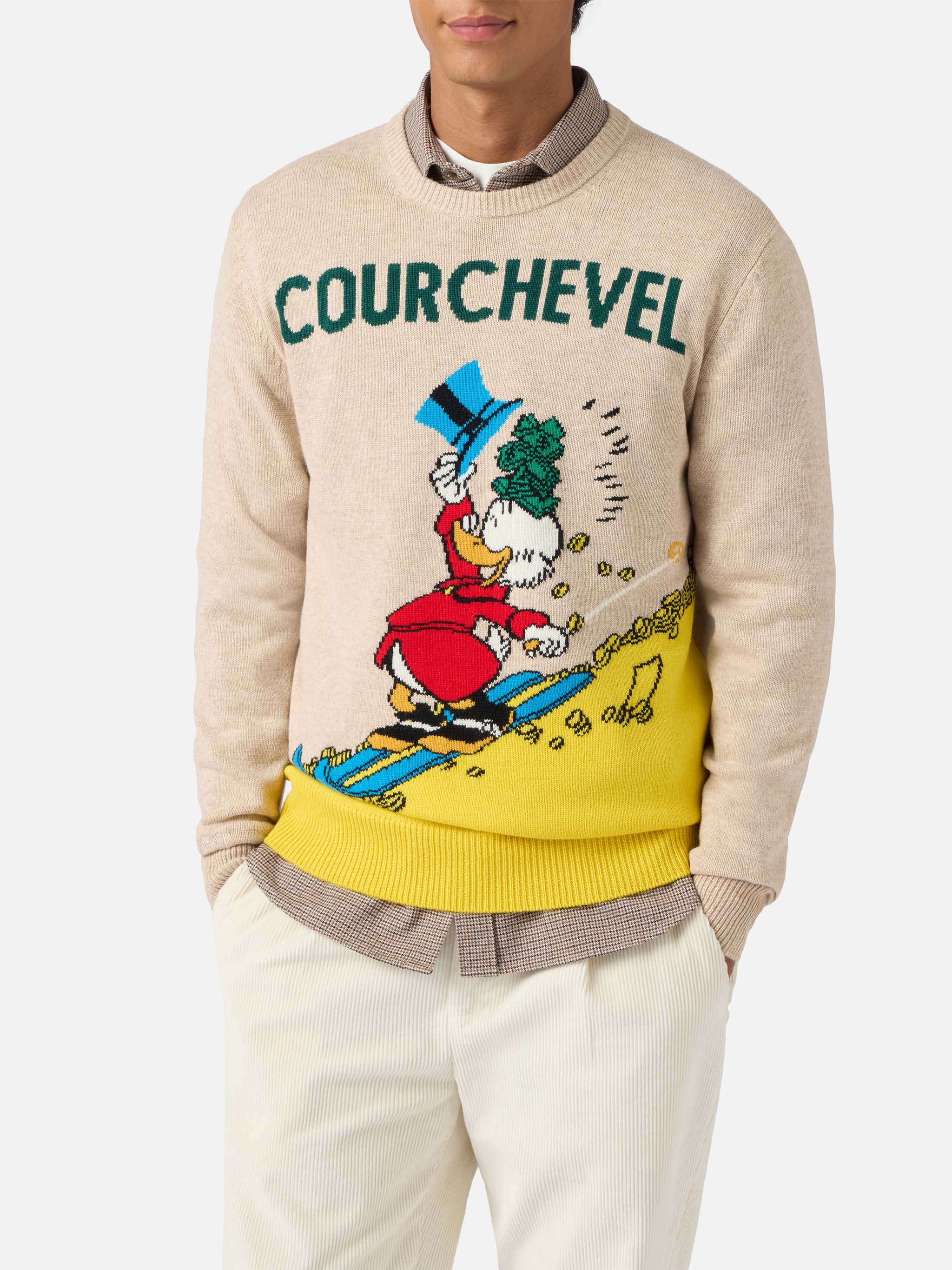 Heron Crewneck Beige With Uncle Scrooge Courchevel Jacquard | Disney Special Edition Brown