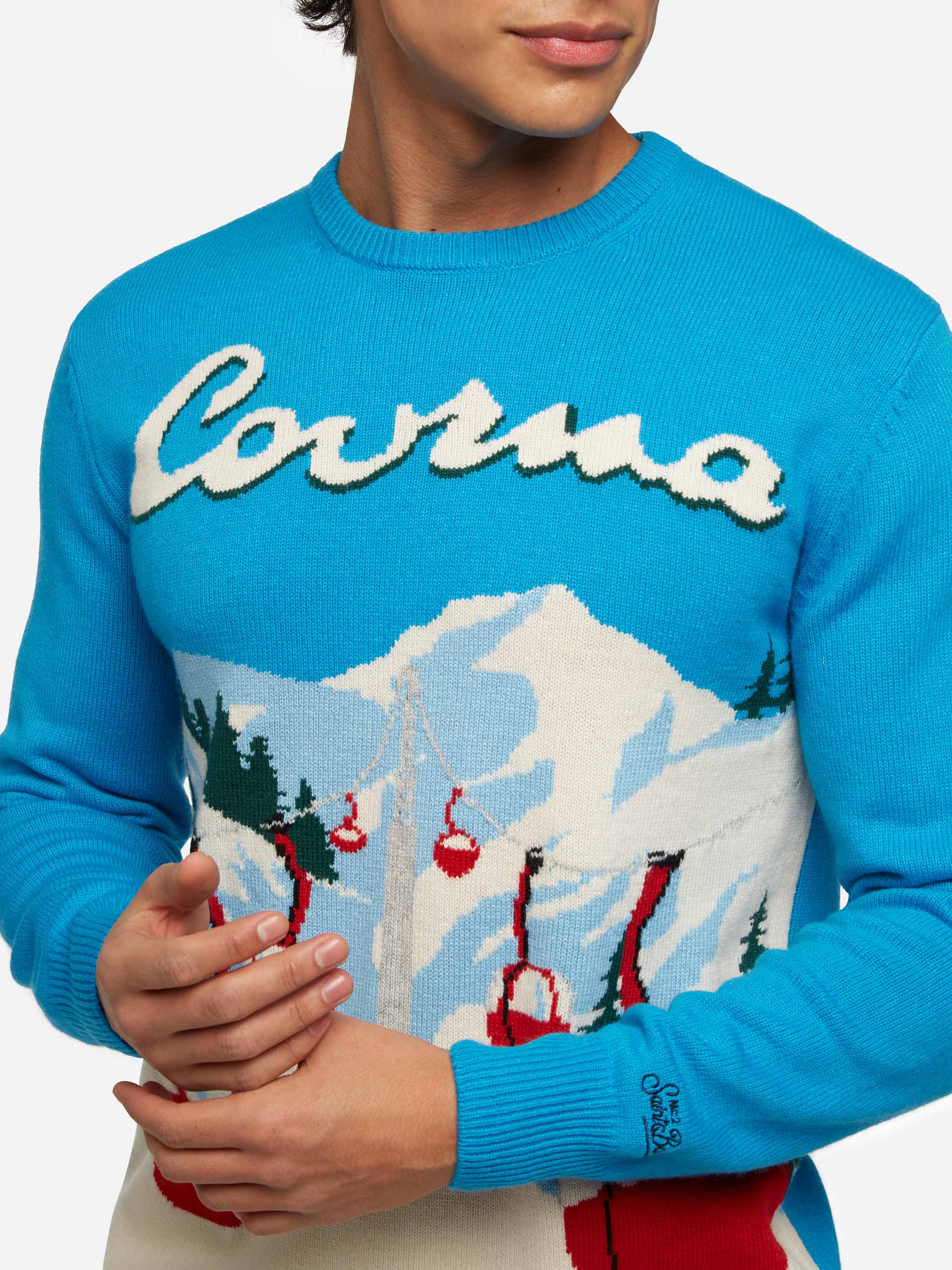 Crewneck Sweater Heron With Courma Postcard Jacquard Sky