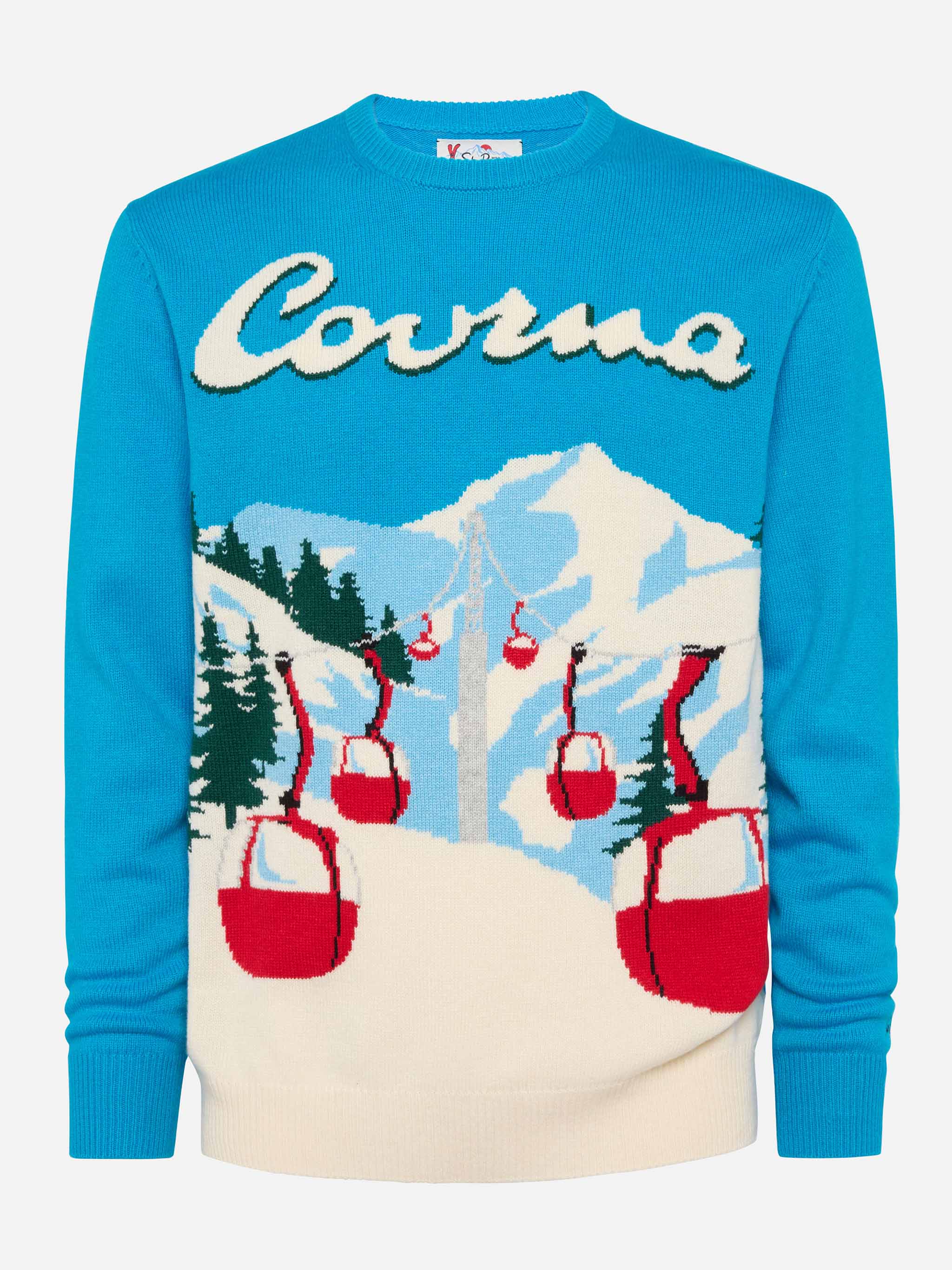 Crewneck Sweater Heron With Courma Postcard Jacquard Sky