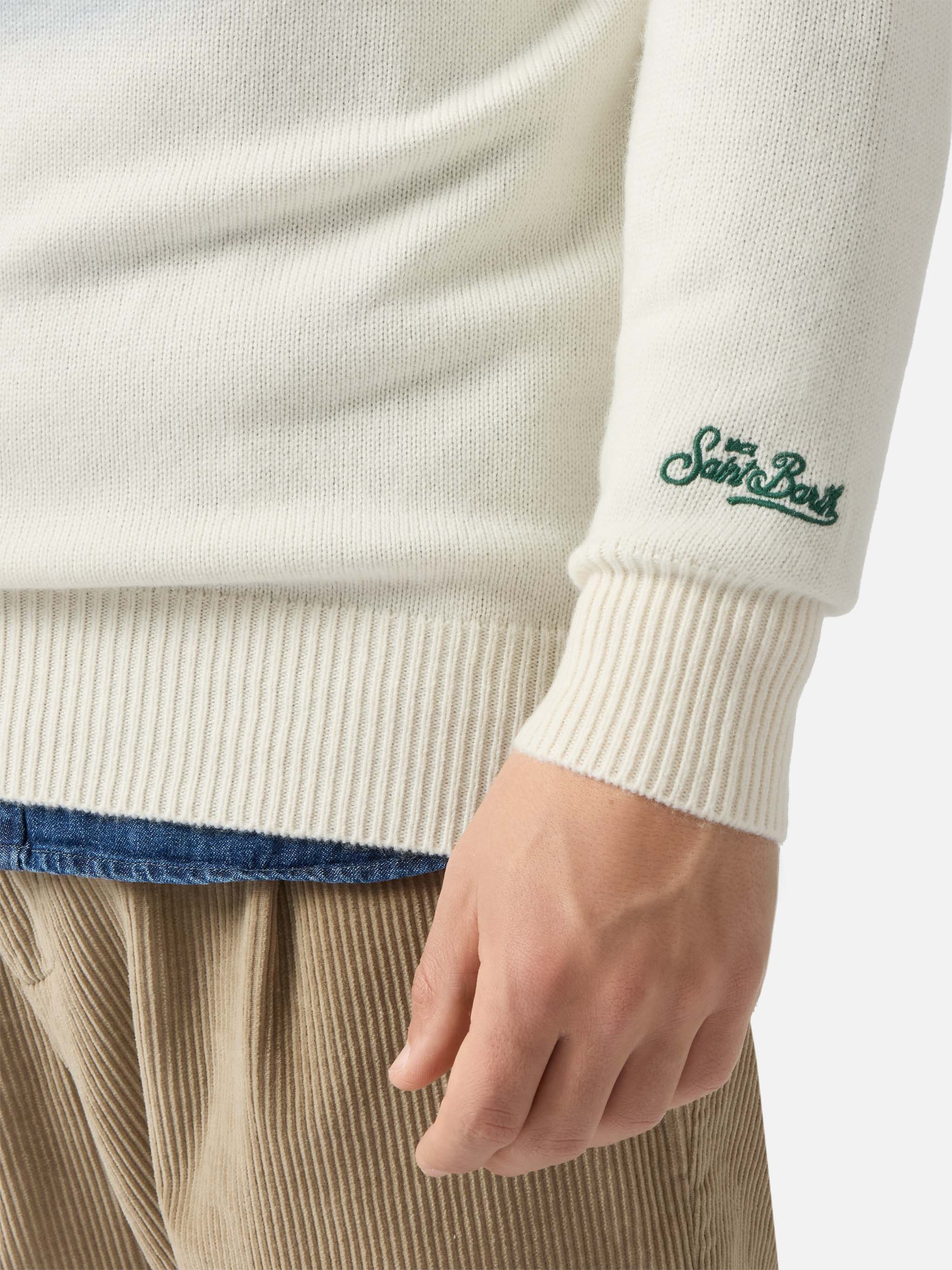Heron Print Sweater With Campiglio Road White