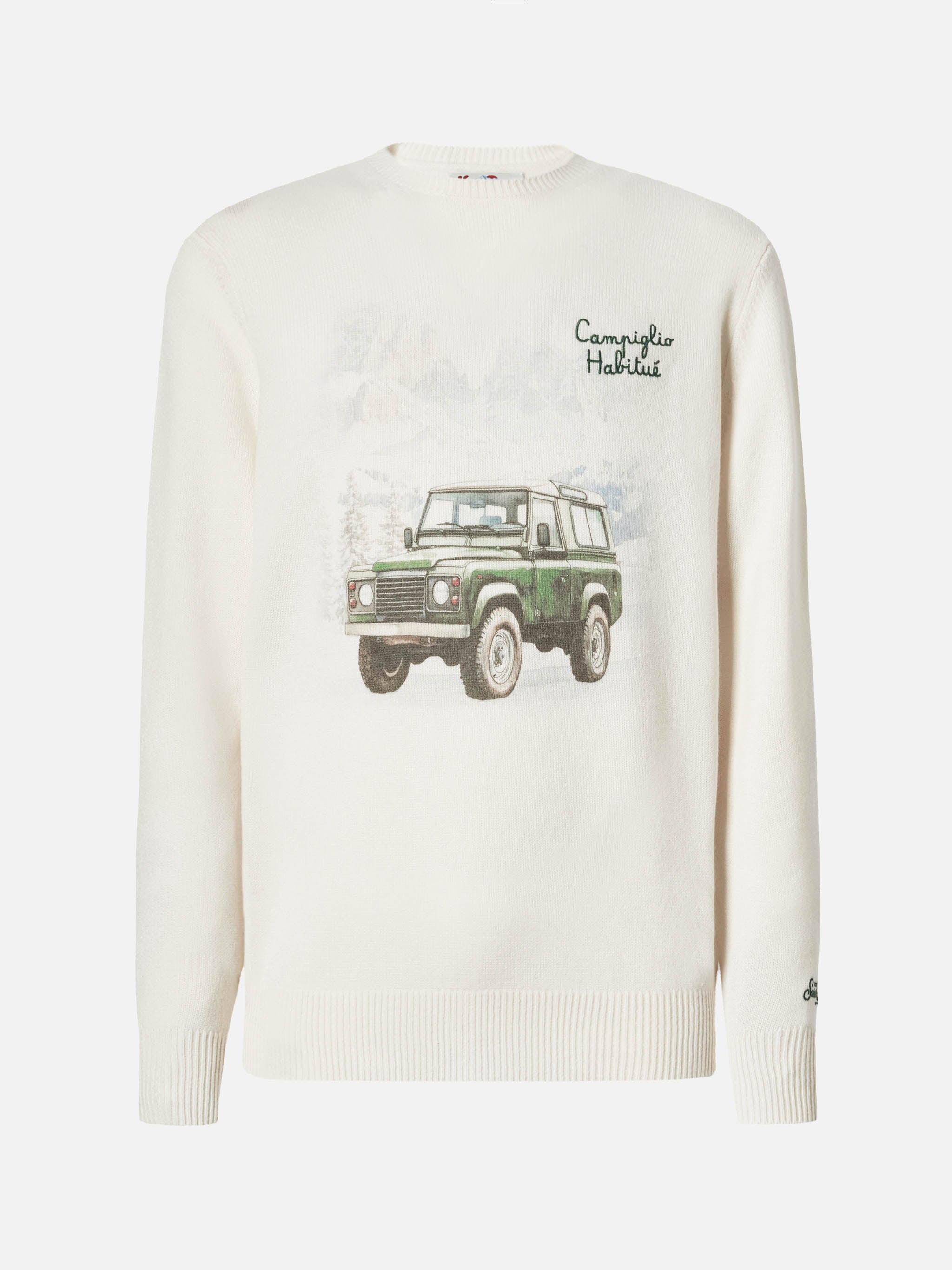 Heron Print Sweater With Campiglio Road White