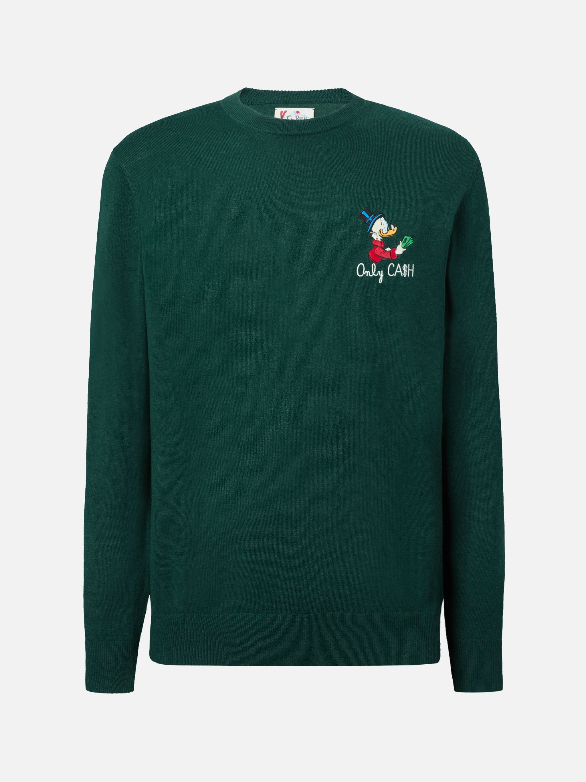 Crewneck Sweater Heron Light With Uncle Scrooge Embroidery |disney Special Edition Green
