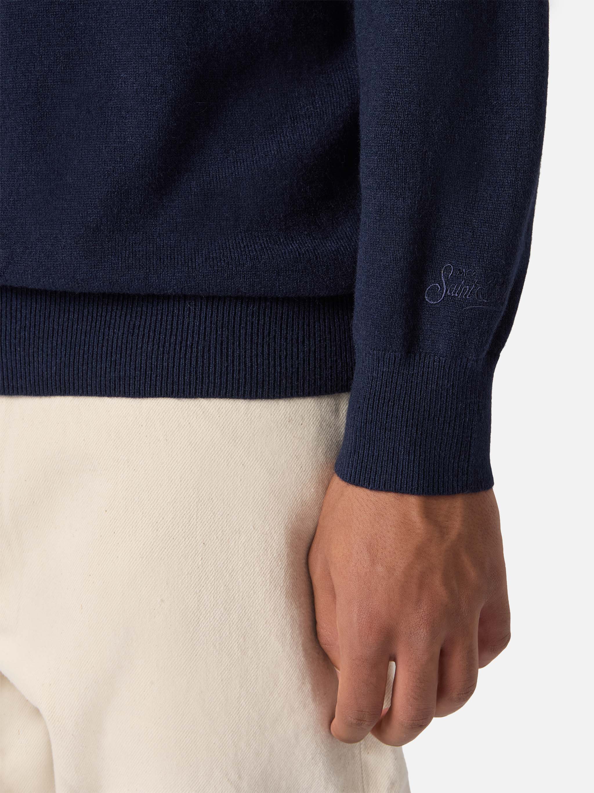 Crewneck Sweater Heron Light With Time Is Money Clock Embroidery Blue
