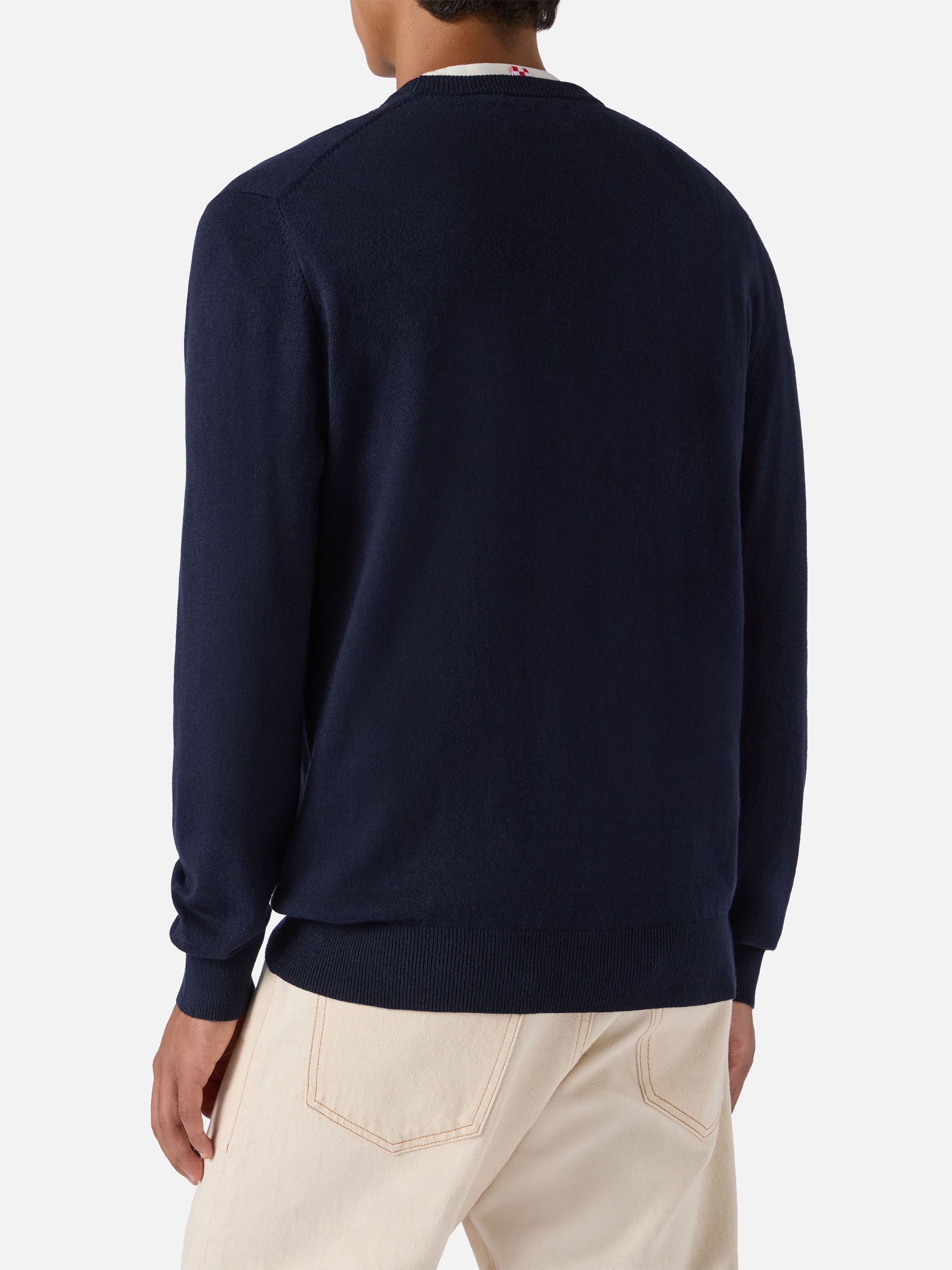 Crewneck Sweater Heron Light With Time Is Money Clock Embroidery Blue