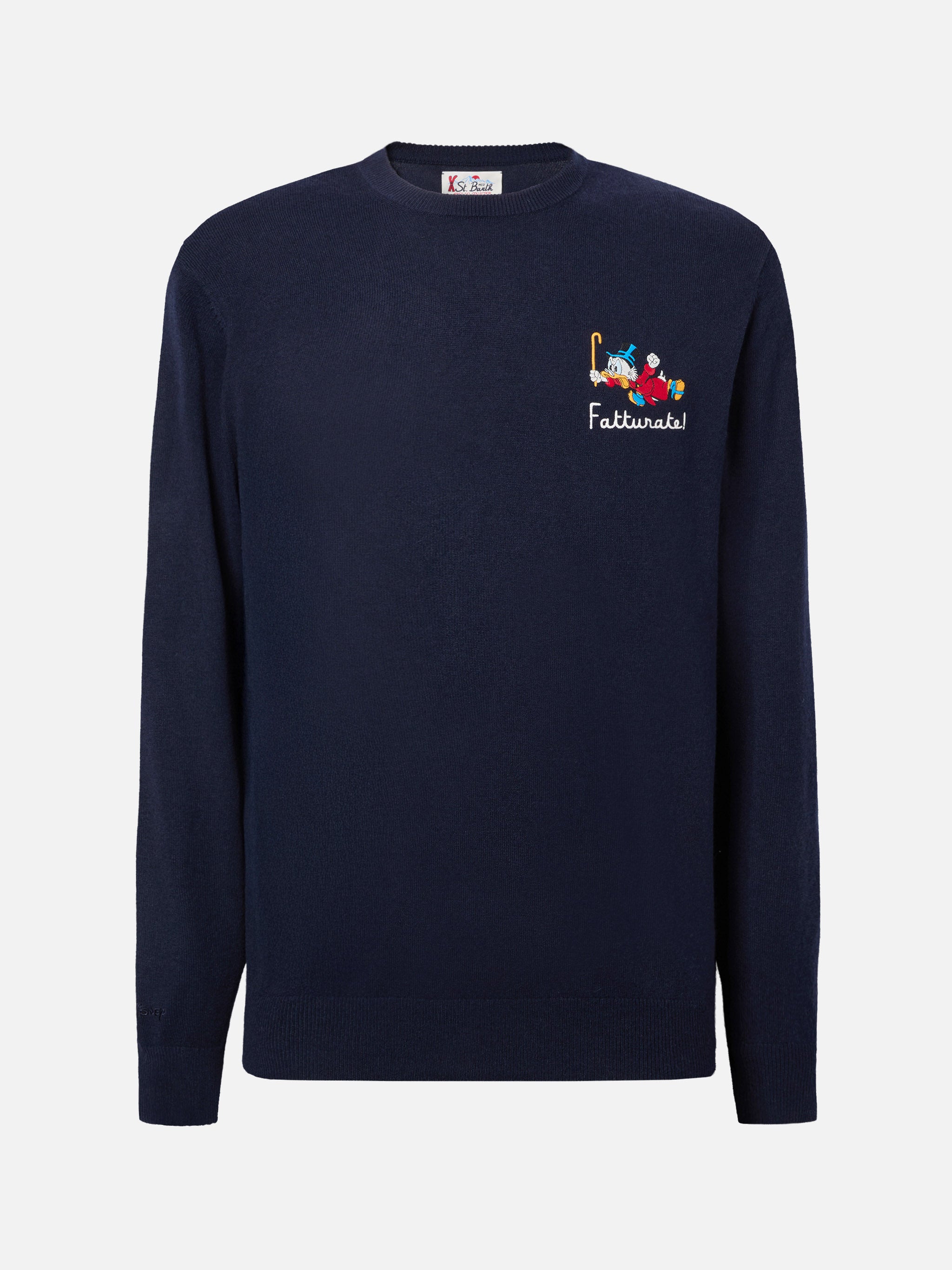 Crewneck Sweater Heron Light With Uncle Scrooge Embroidery |disney Special Edition Blue