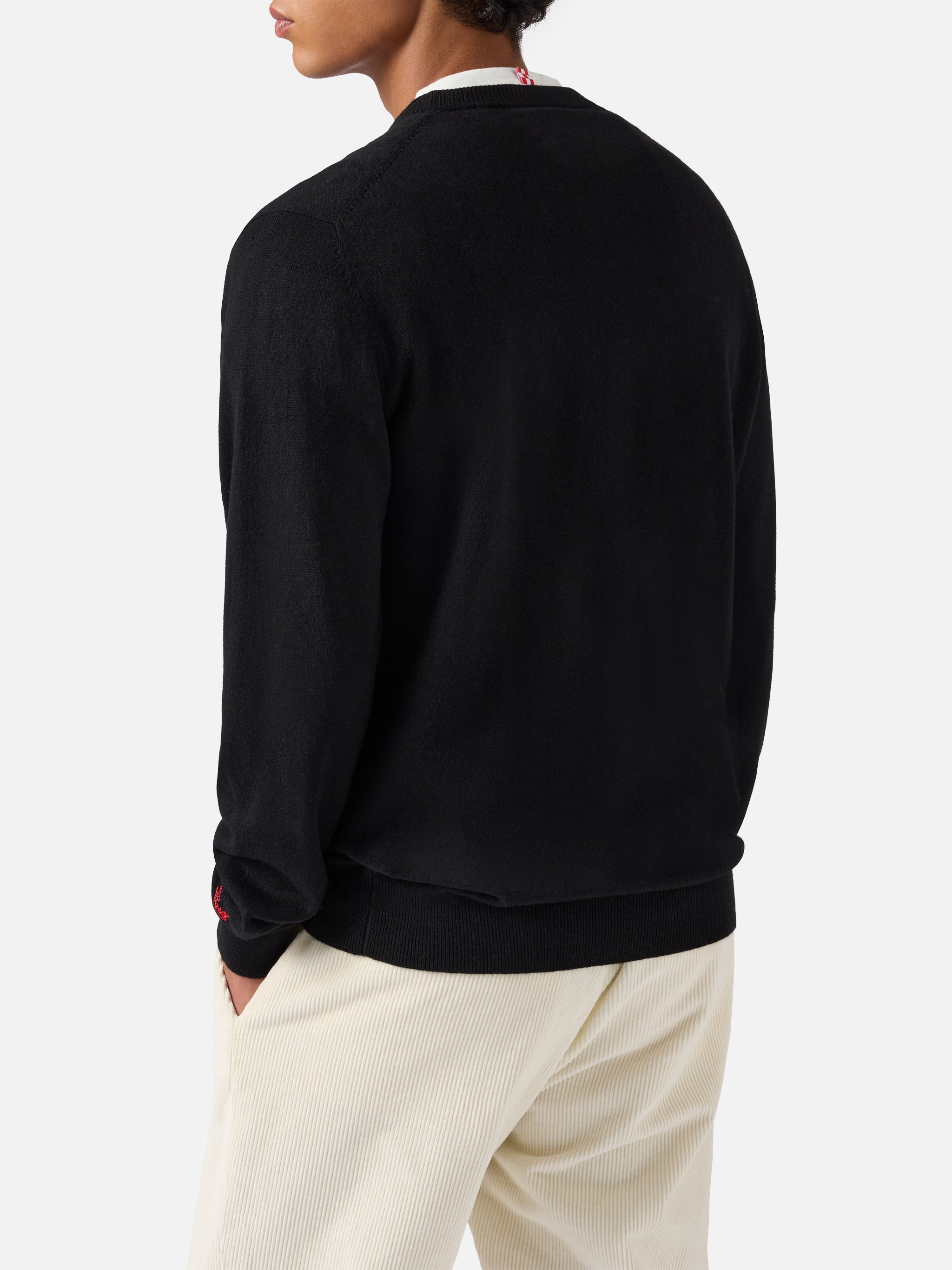 Crewneck Sweater Heron Light With Caffè Corretti Negroni Sbagliati Embroidery Black