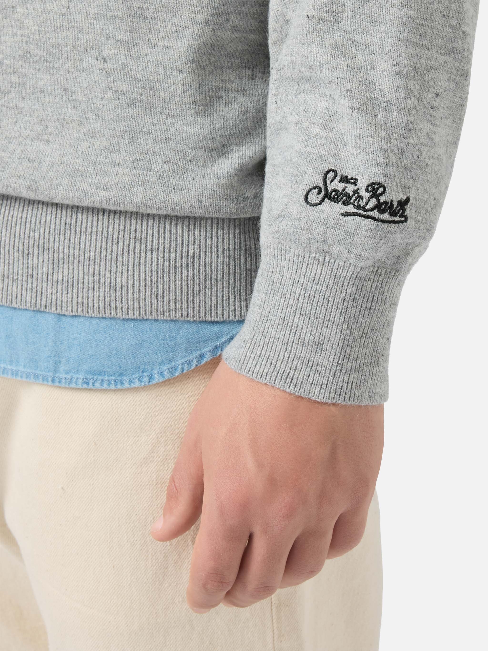 Crewneck Sweater Heron Light With Life Is Too Short For Sport Embroidery Grey