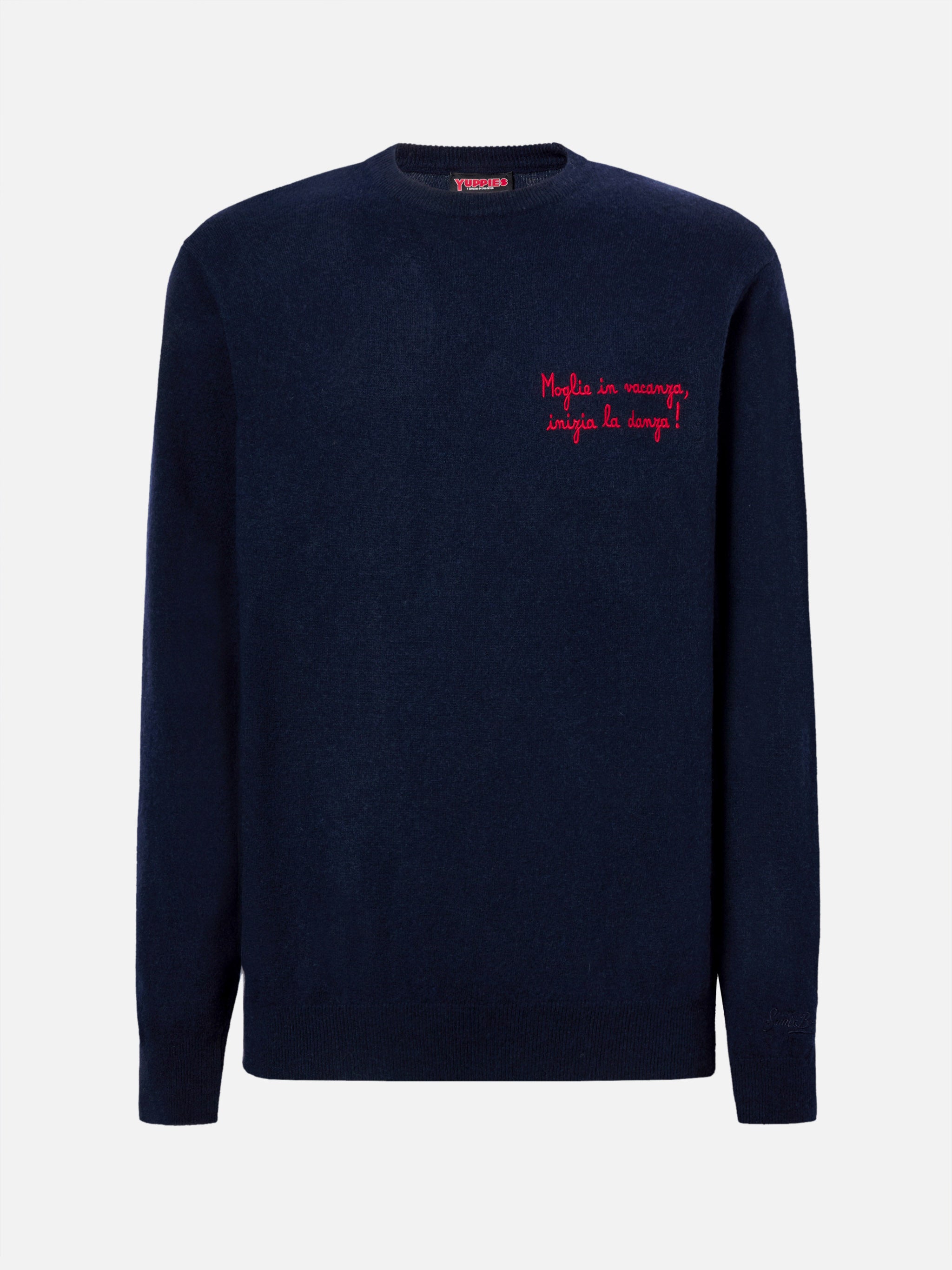 Crewneck Sweater Heron Light With Moglie Vacanza Inizia La Danza Embroidery | Yuppies Special Edition Blue