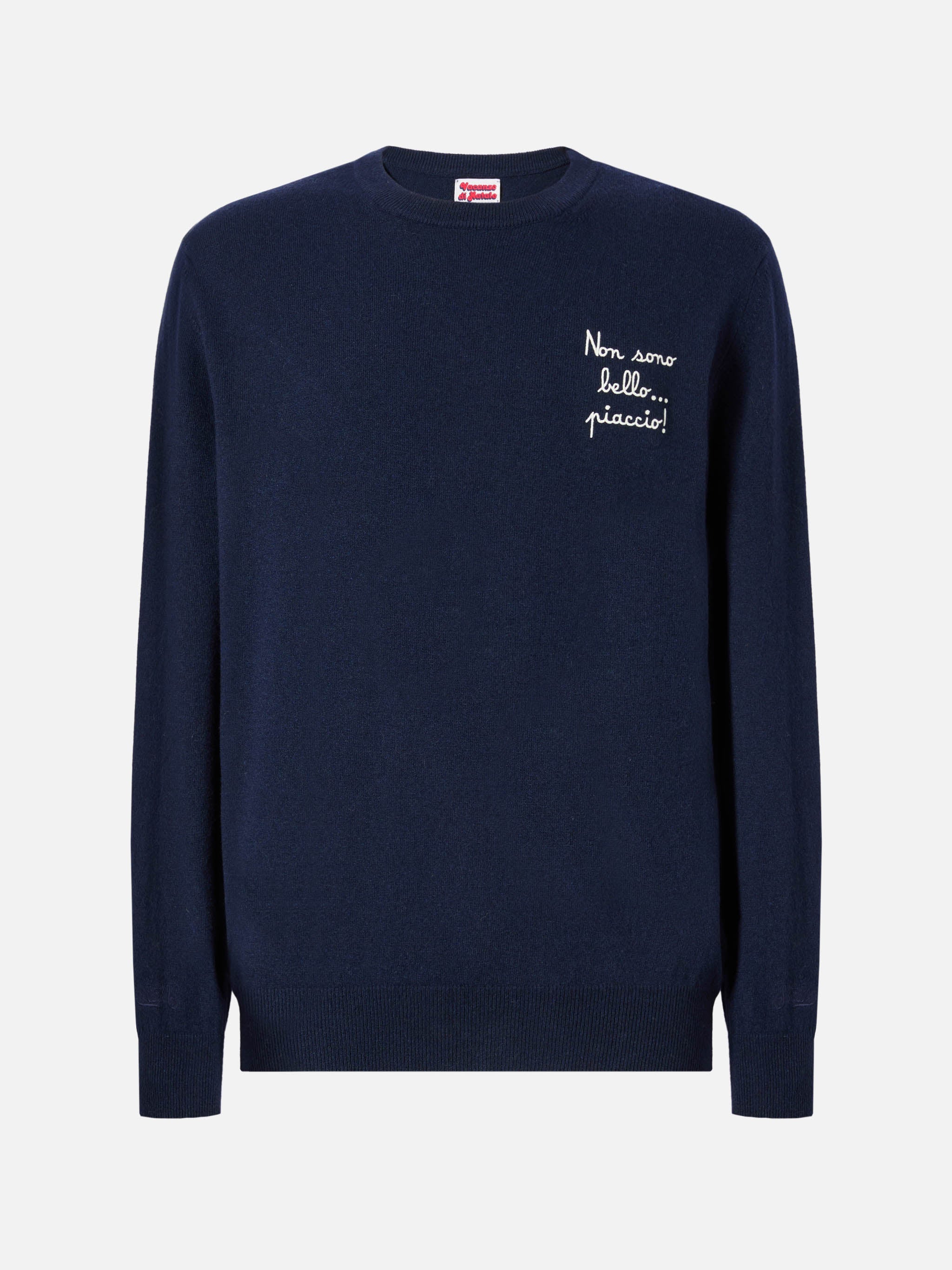 Crewneck Heron Light With Non Sono Bello, Piaccio! Embroidery | Vacanze Di Natale Special Edition Blue