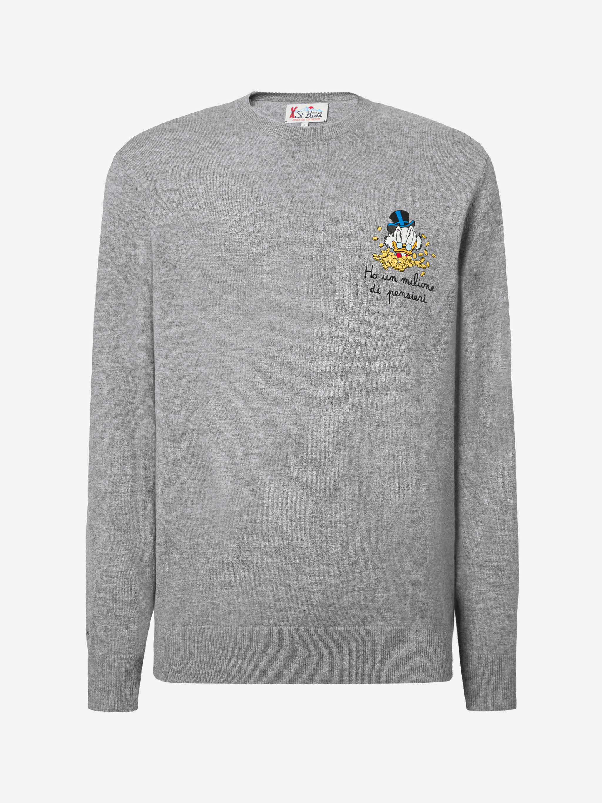 Crewneck Sweater Heron Light With Uncle Scrooge Embroidery | Disney Special Edition Grey