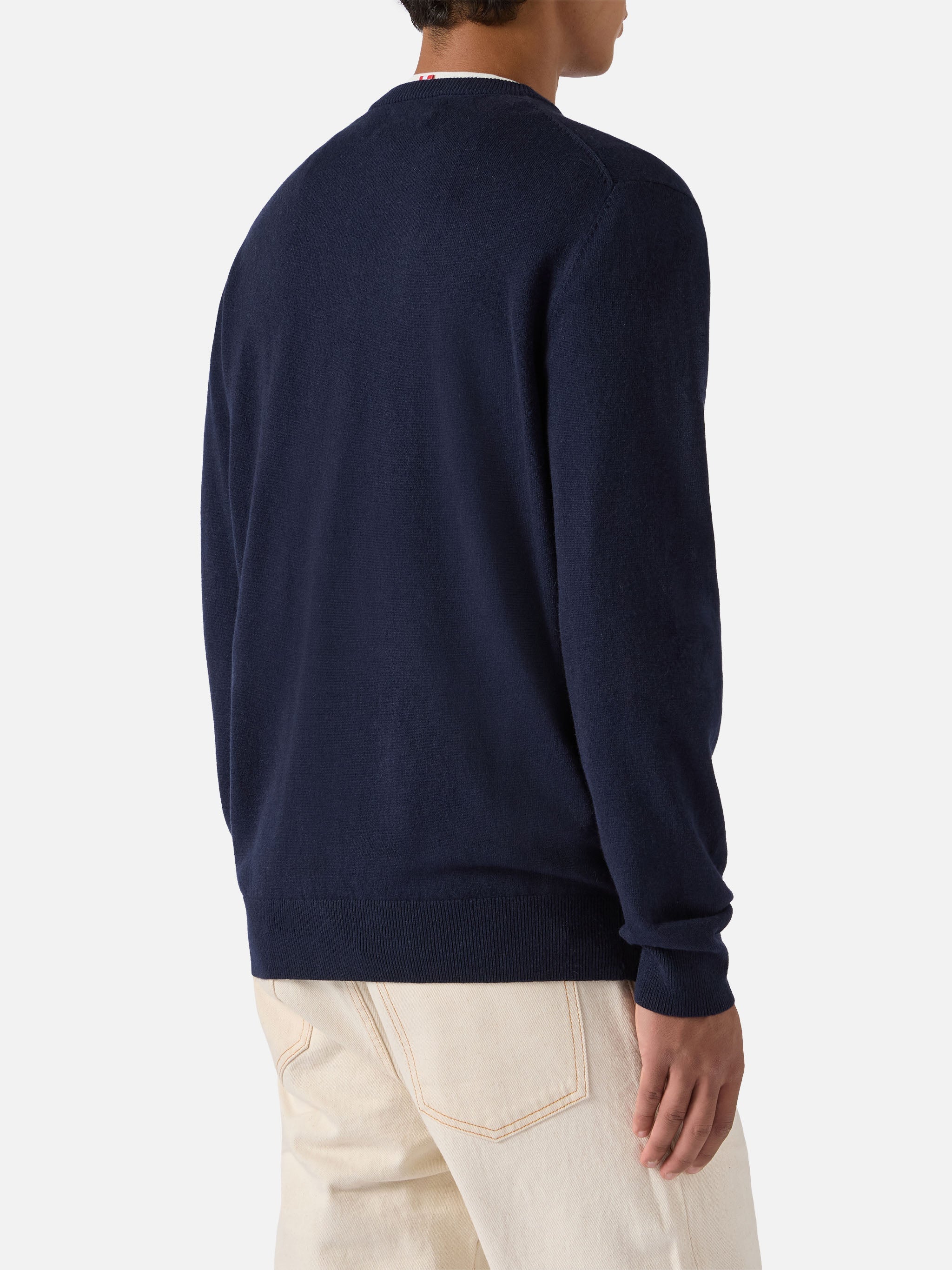 Crewneck Sweater Heron Light With I Hate Electric Embroidery Blue