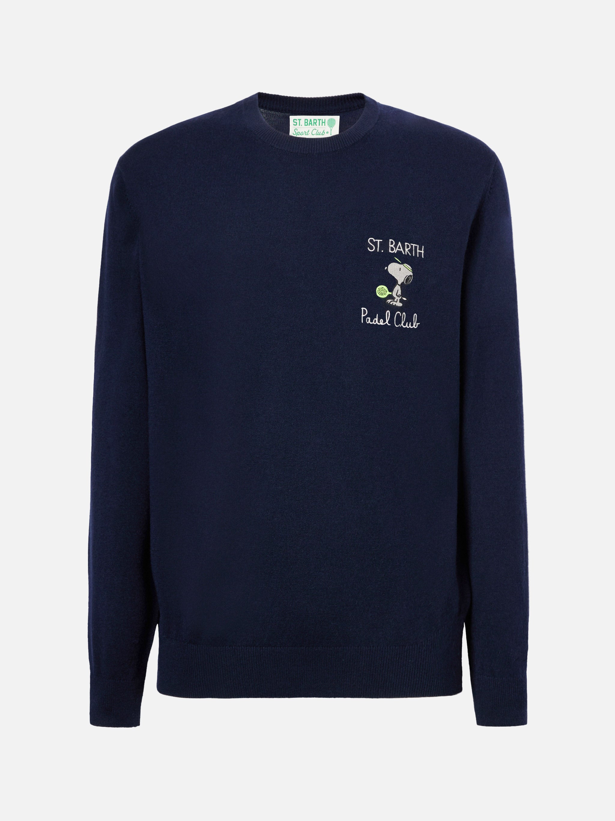 Crewneck Sweater Heron Light With Snoopy Padel Club Embroidery | Peanuts Special Edition Blue