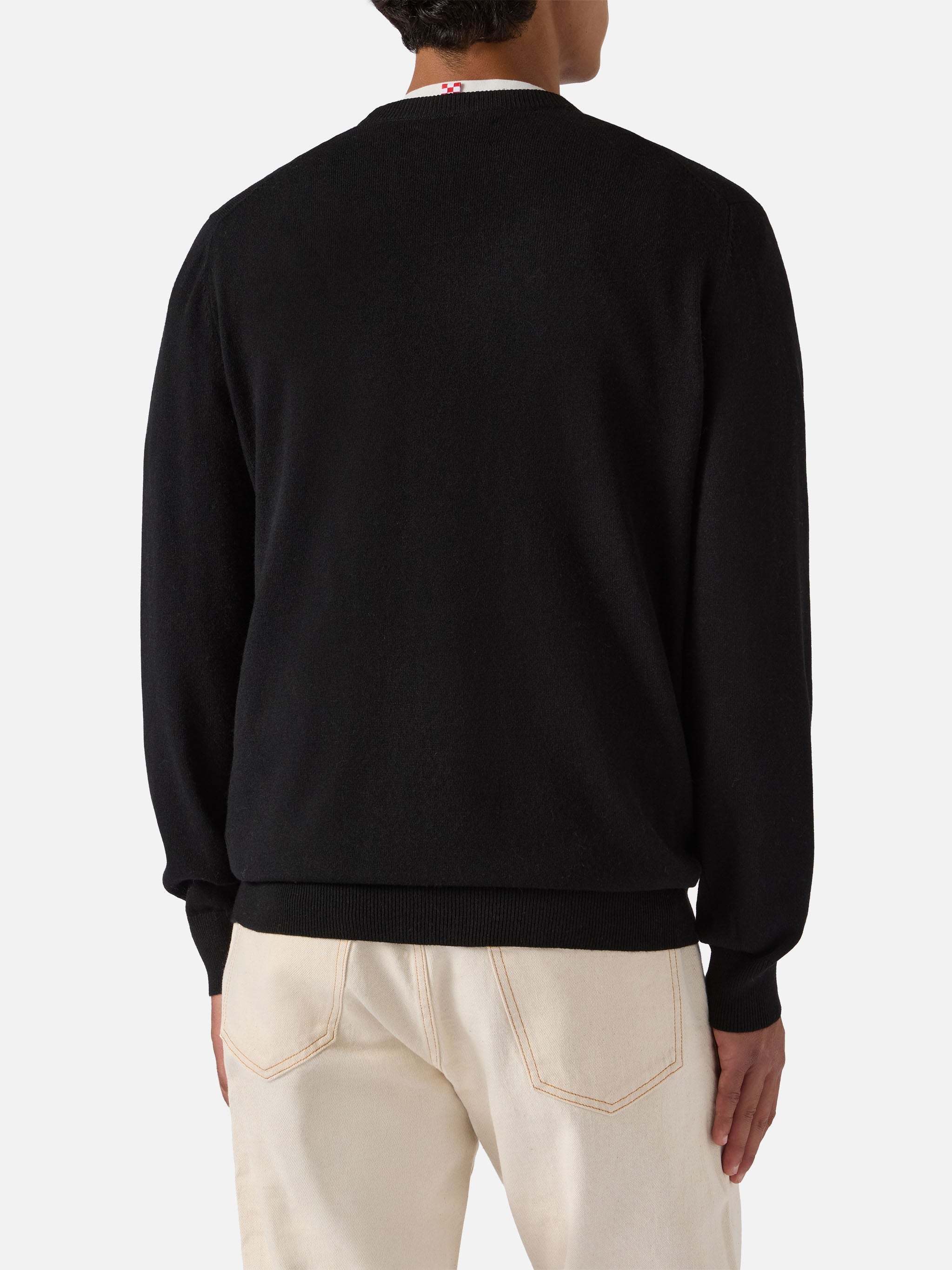 Crewneck Sweater Heron Light With Golden Power Embroidery Black