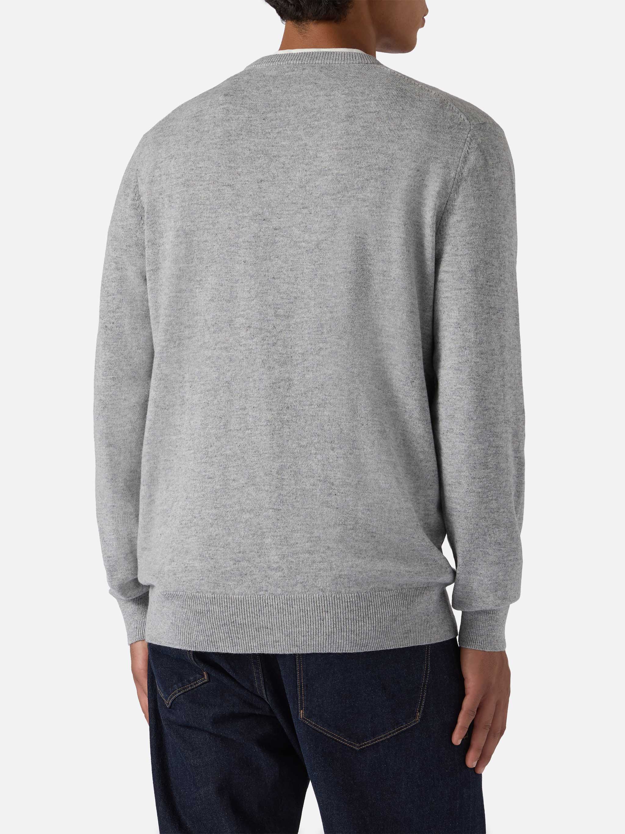 Crewneck Sweater Heron Light With Il Mare Dinverno Embroidery Grey