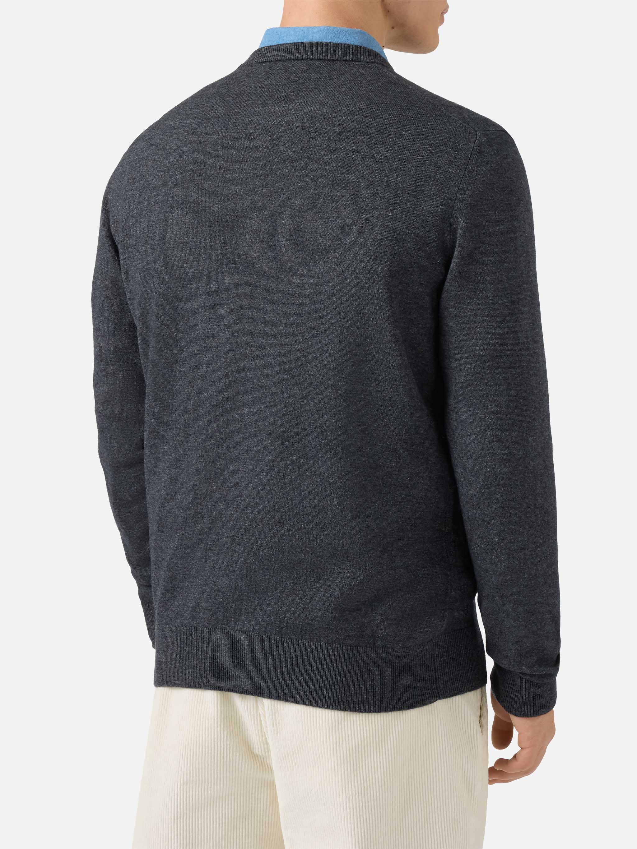 Crewneck Sweater Heron Light With Bartman Embroidery Grey