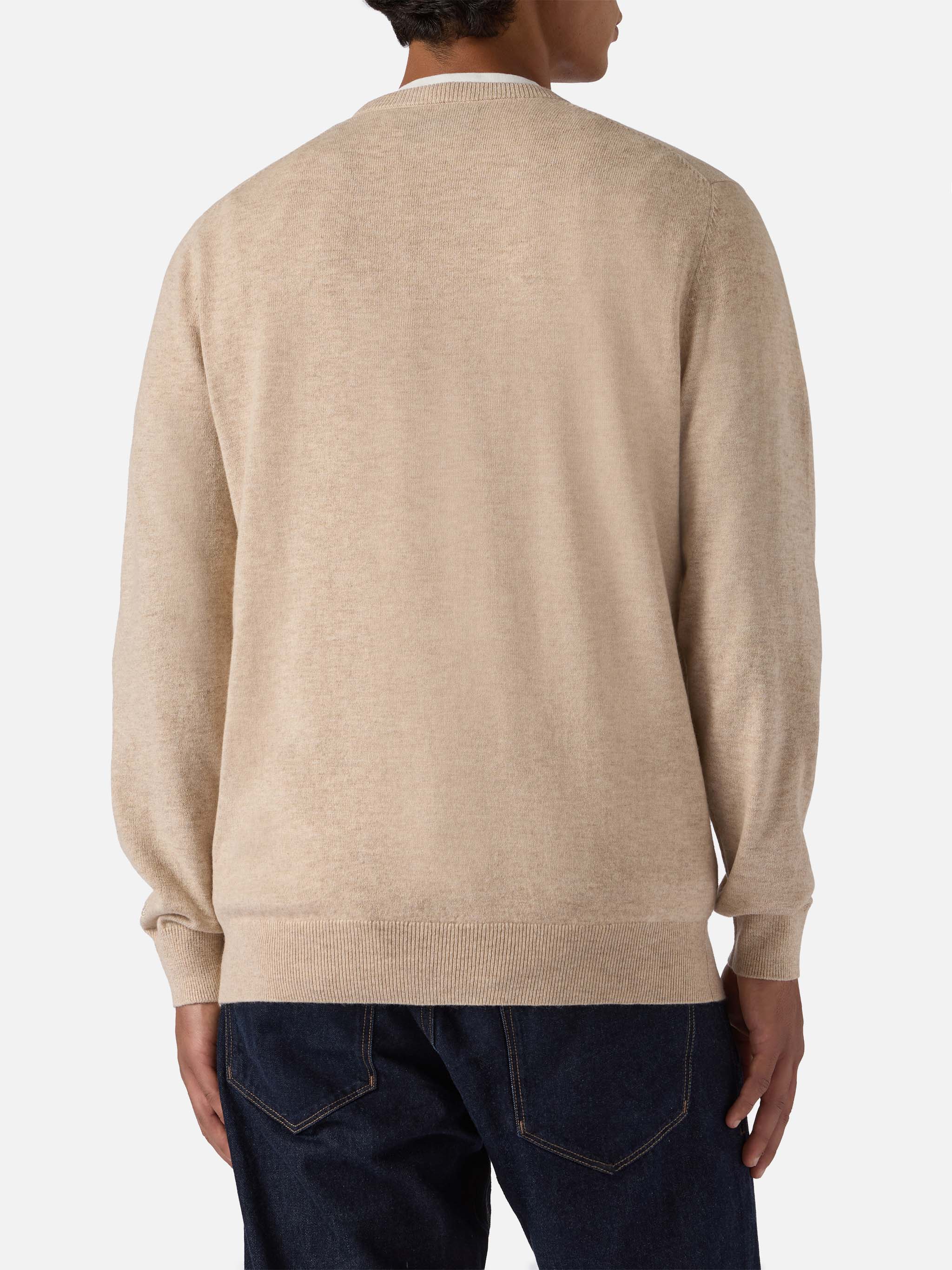 Crewneck Sweater Heron Light With Va Tutto Al Contrario Embroidery Brown