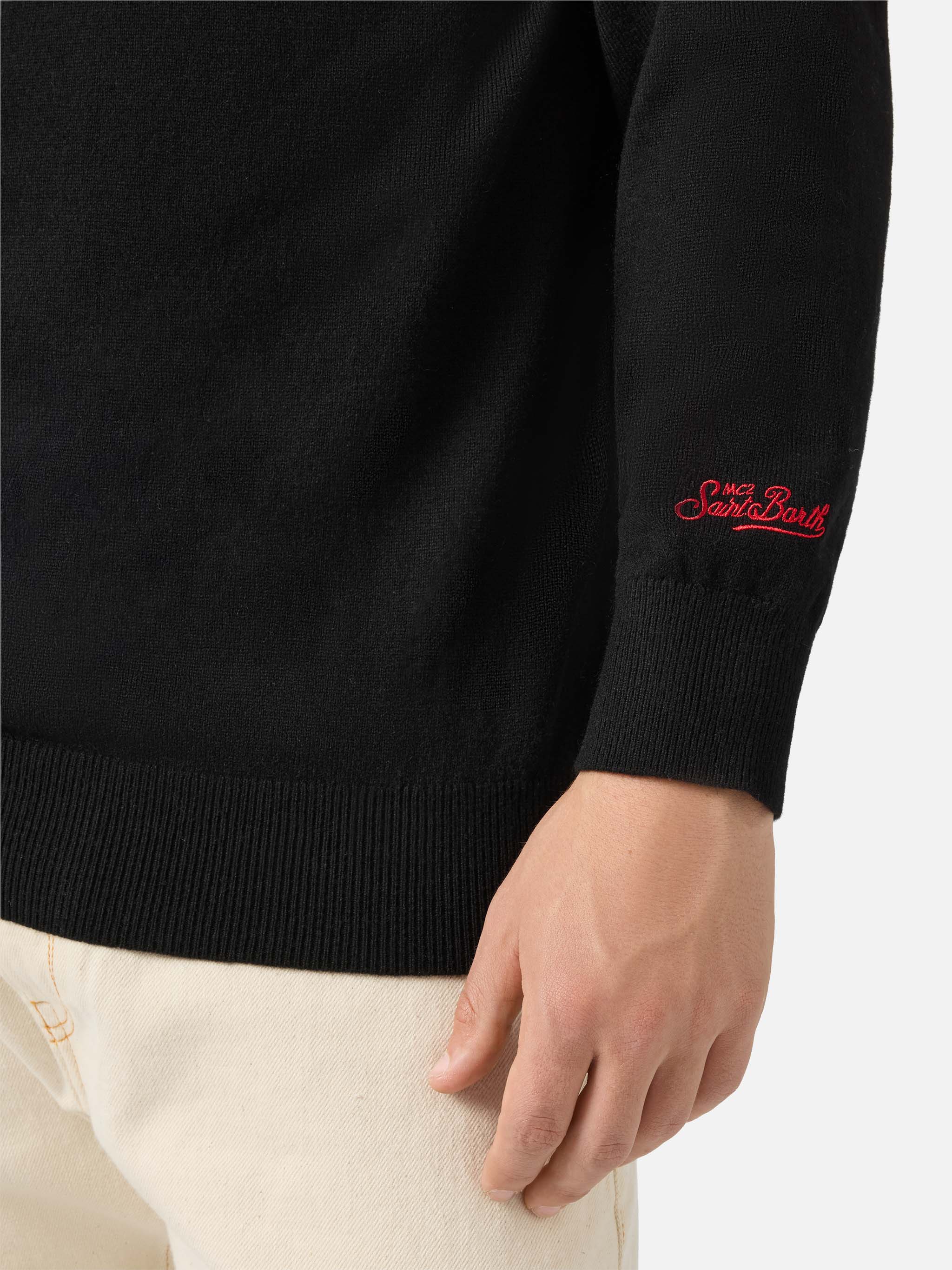 Crewneck Heron Light With A Capodanno Siamo Dai Fürstenberg! Embroidery | Vacanze Di Natale Special Edition Black