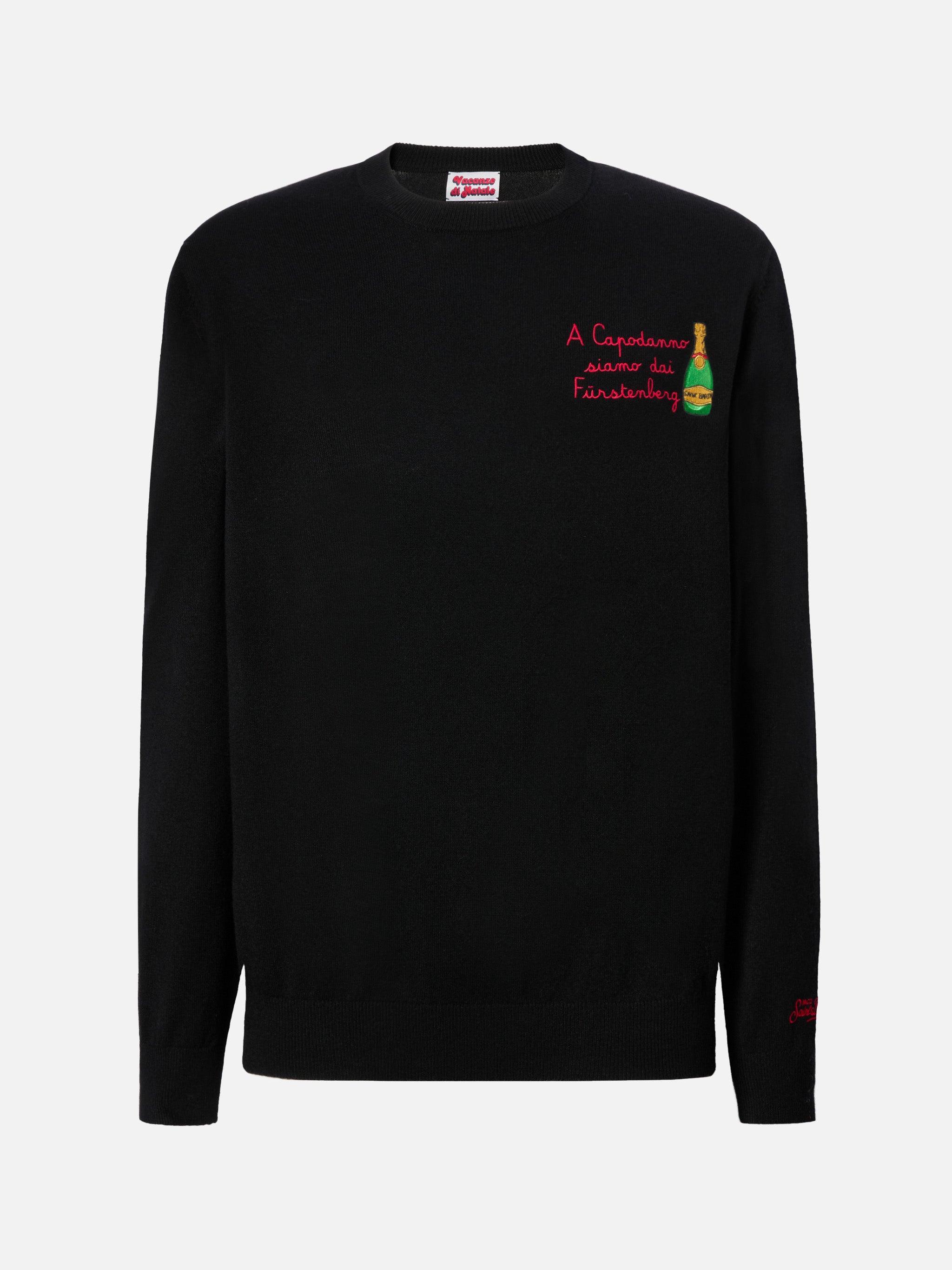 Crewneck Heron Light With A Capodanno Siamo Dai Fürstenberg! Embroidery | Vacanze Di Natale Special Edition Black