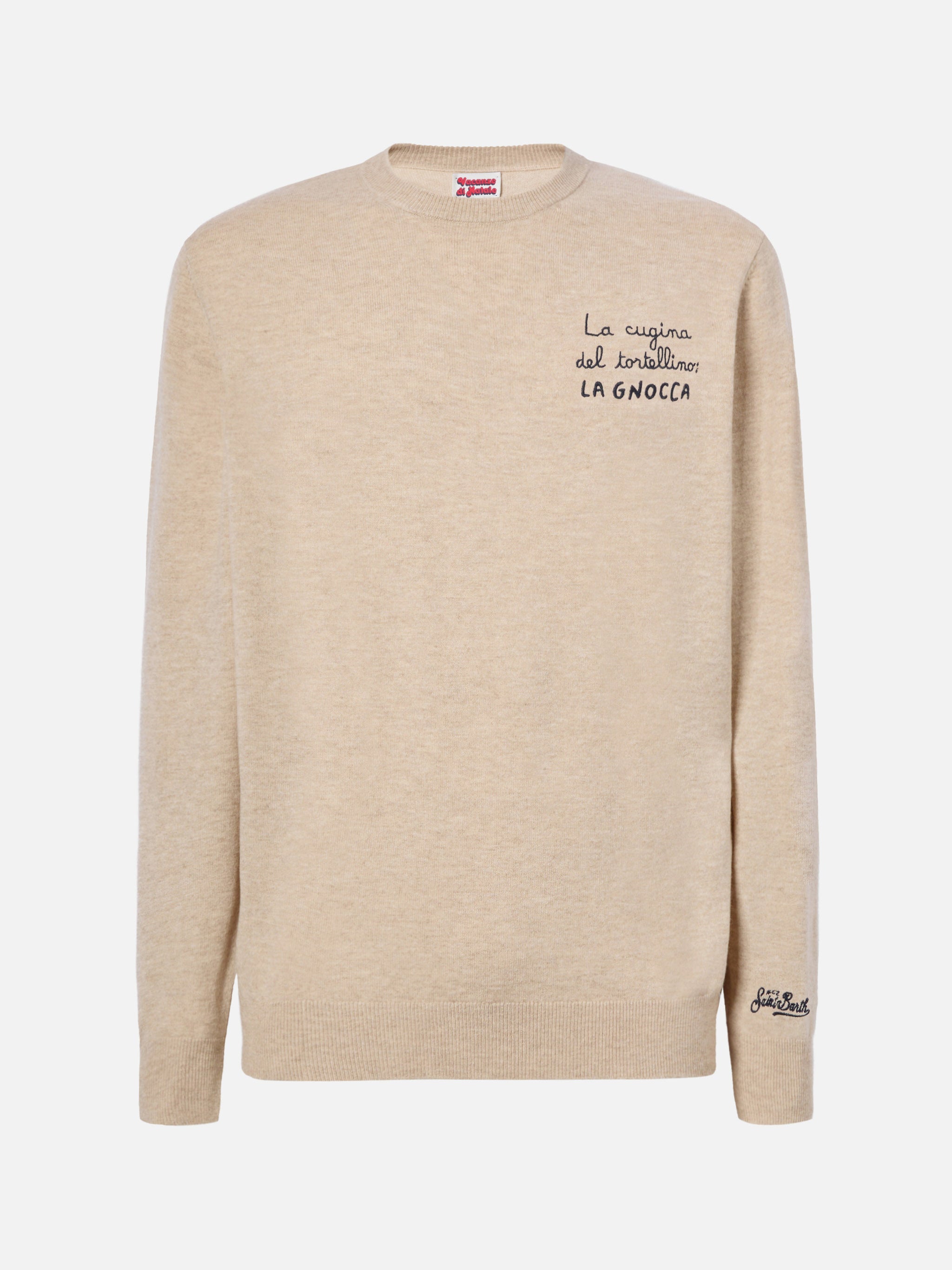Crewneck Heron Light With La Cugina Del Tortellino, Gnocca! Embroidery | Vacanze Di Natale Special Edition Brown