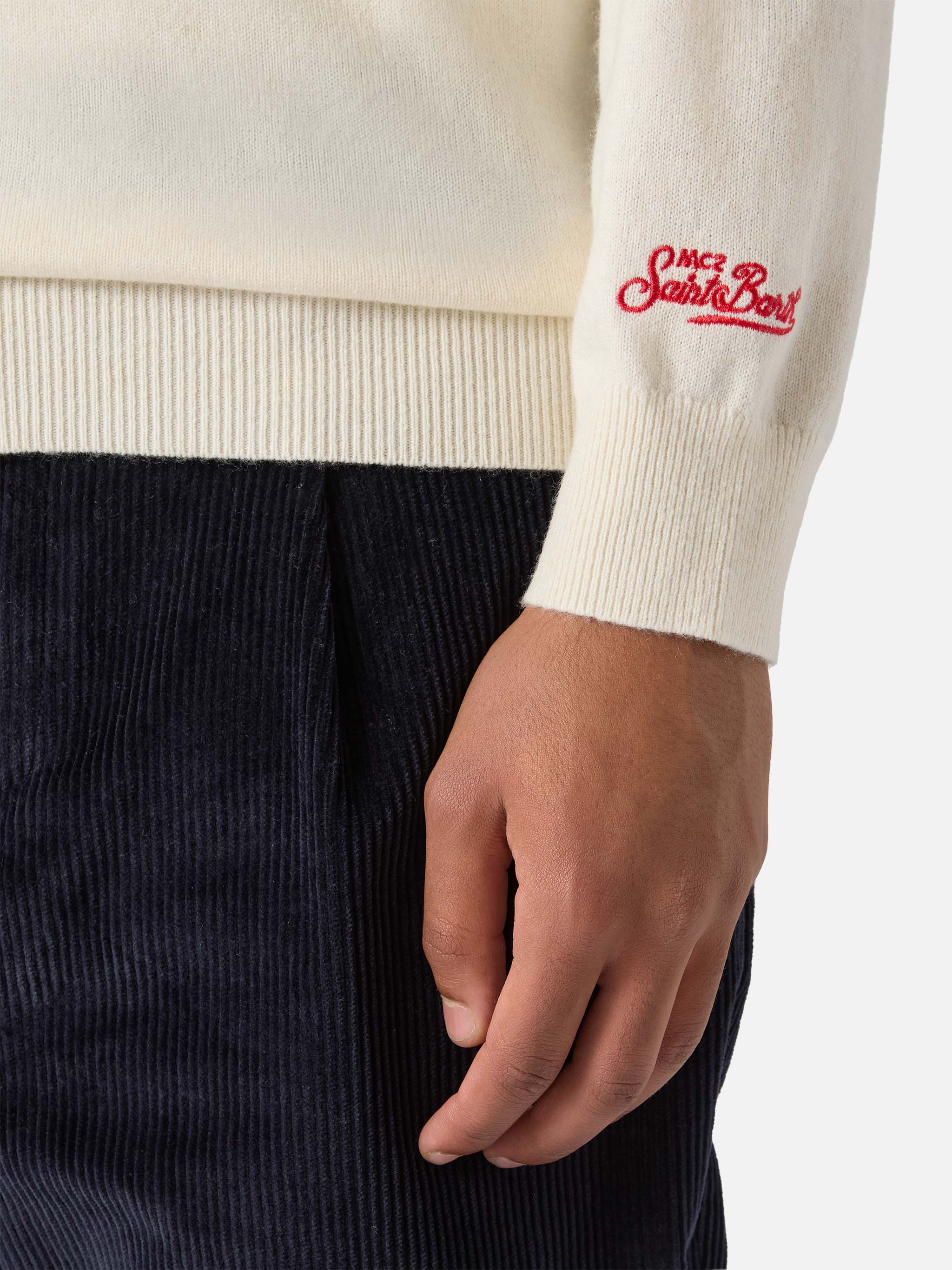 Crewneck Heron Light With Anche Questo Natale Se Lo Semo Levato Dalle Palle! Embroidery | Vacanze Di Special Edition White