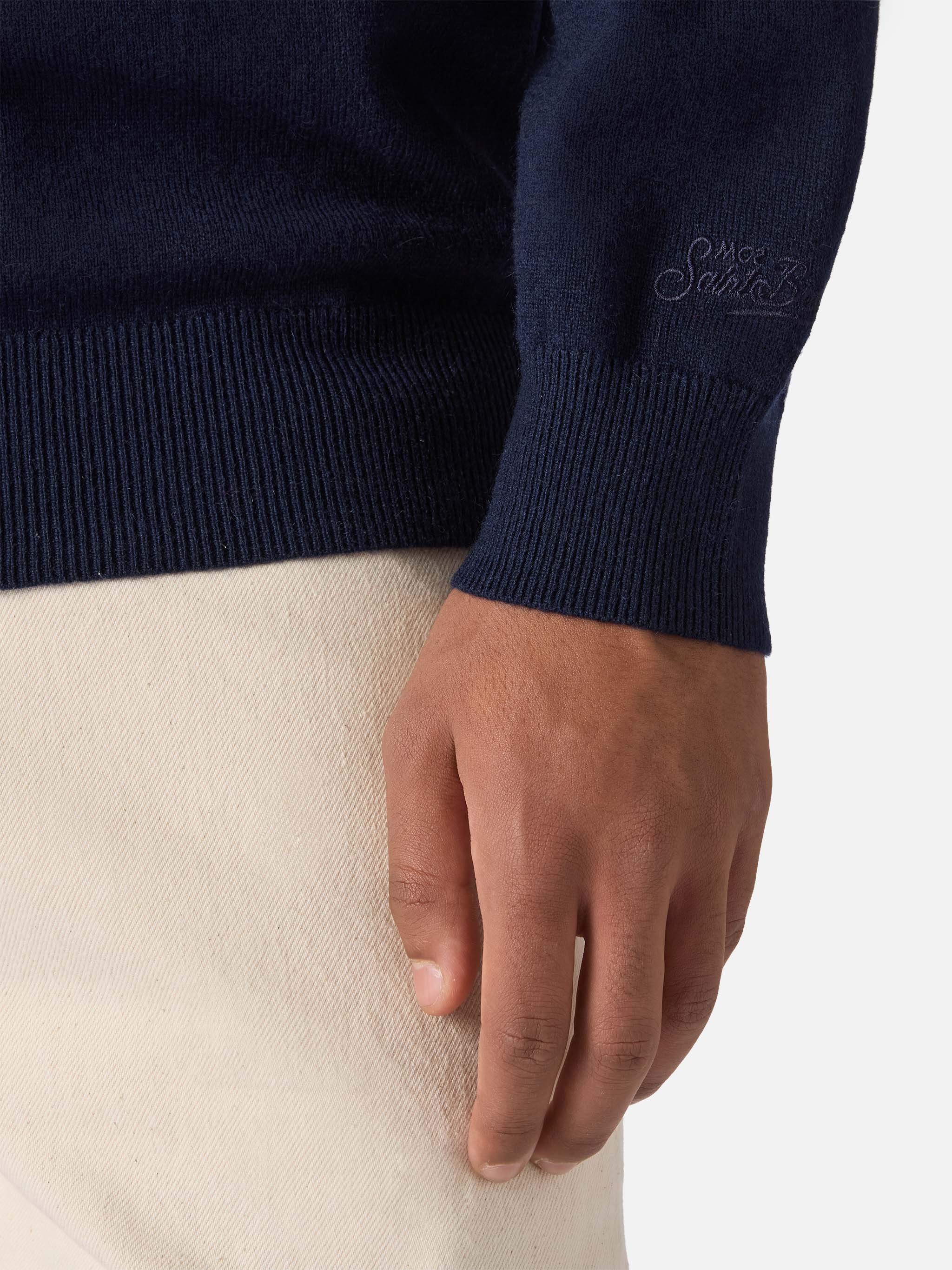 Crewneck Heron Light With Via Della Spiga… Alboreto Is Nothing! Embroidery | Vacanze Di Natale Special Edition Blue