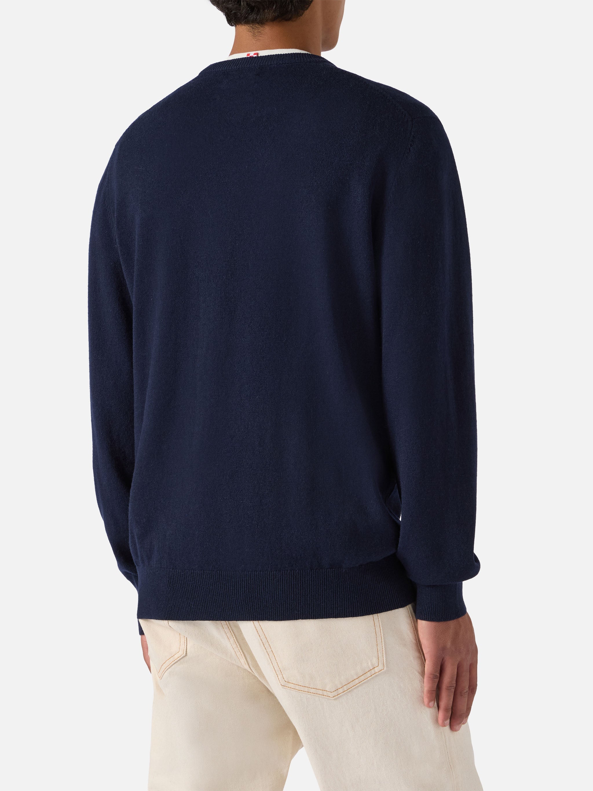 Crewneck Heron Light With Via Della Spiga… Alboreto Is Nothing! Embroidery | Vacanze Di Natale Special Edition Blue