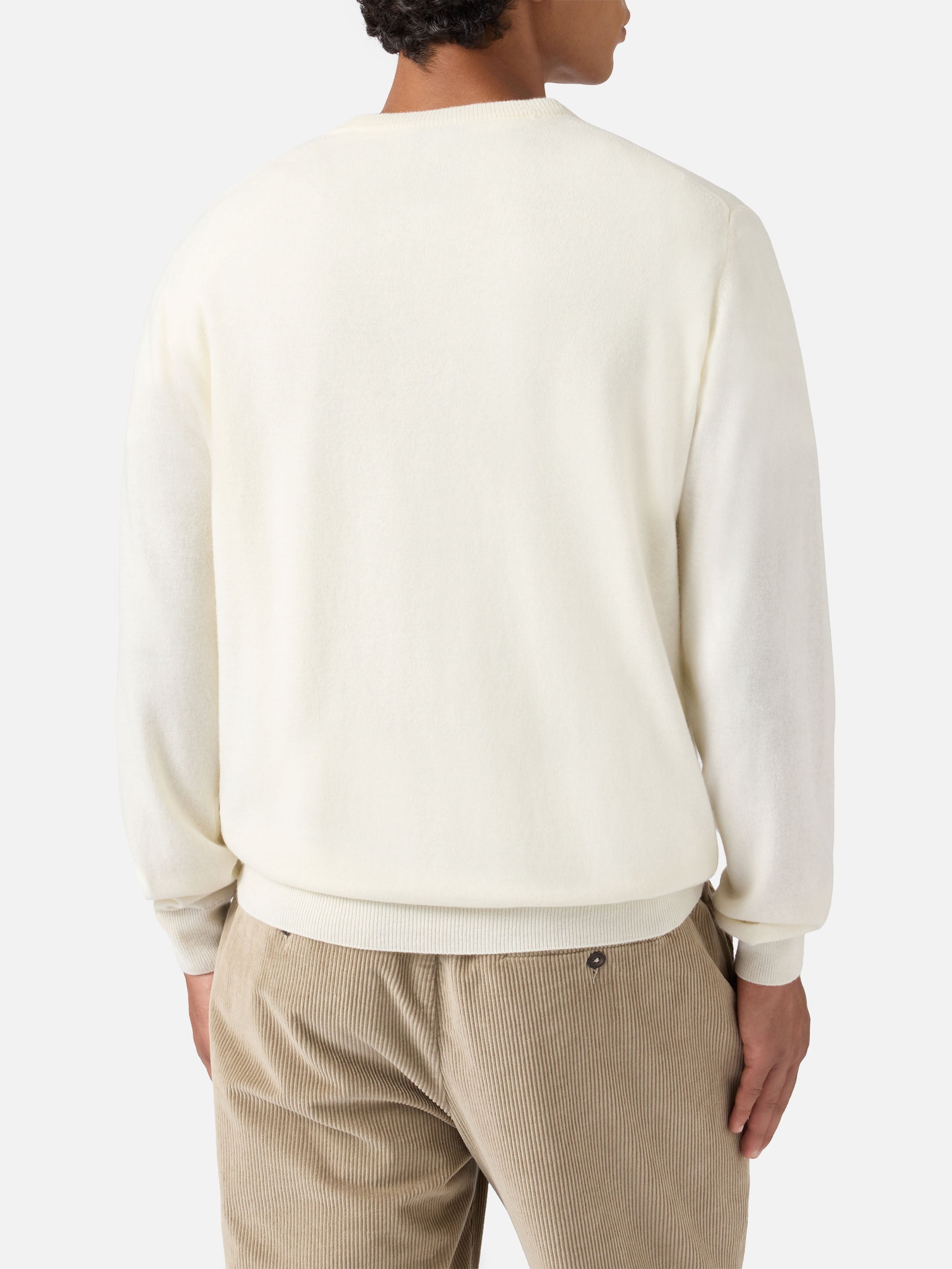 Crewneck Heron Light With E Nun Mangoscià Embroidery | Vacanze Di Natale Special Edition White