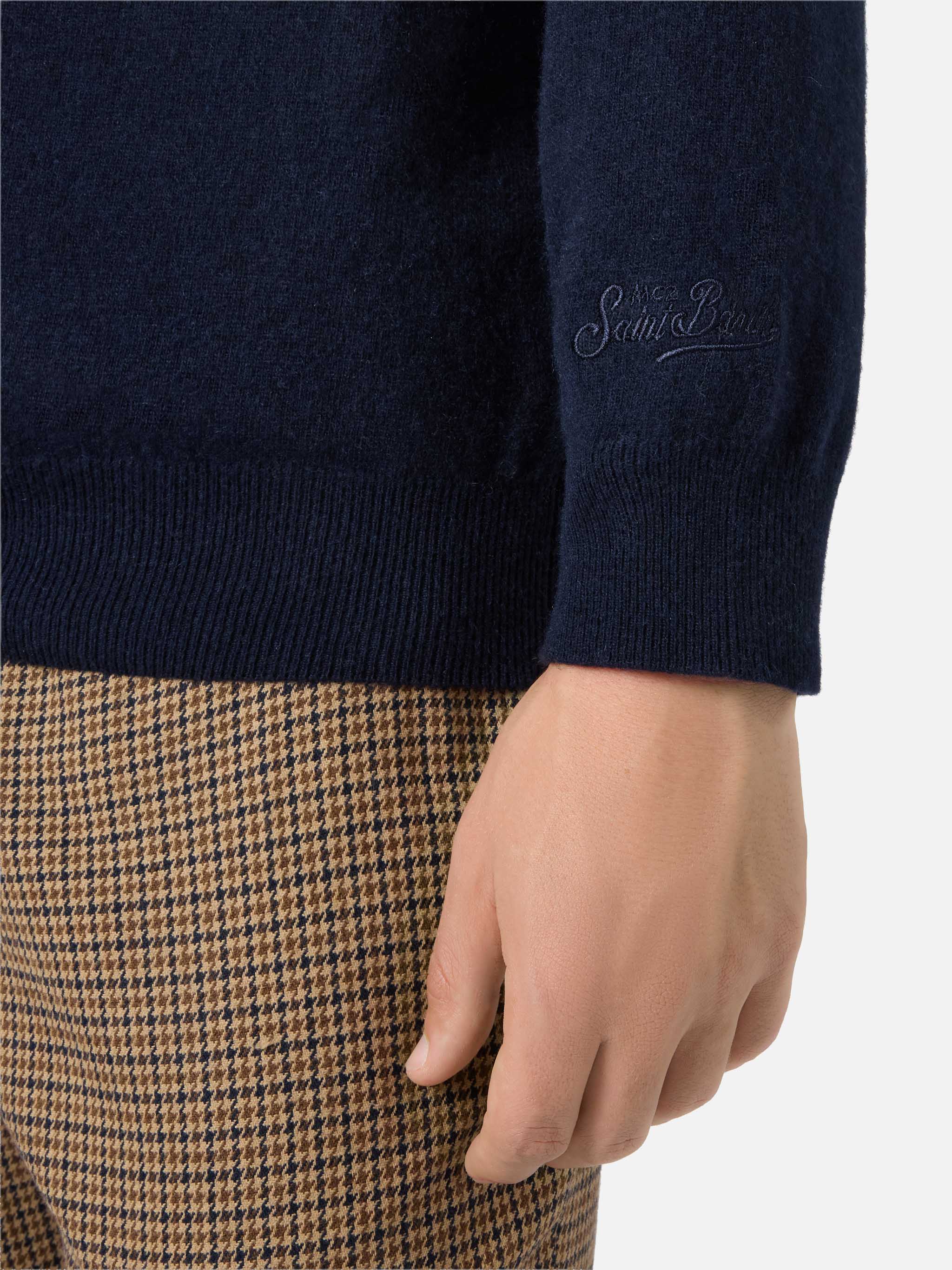 Crewneck Heron Light With Negare, Negare Sempre! Embroidery | Vacanze Di Natale Special Edition Blue