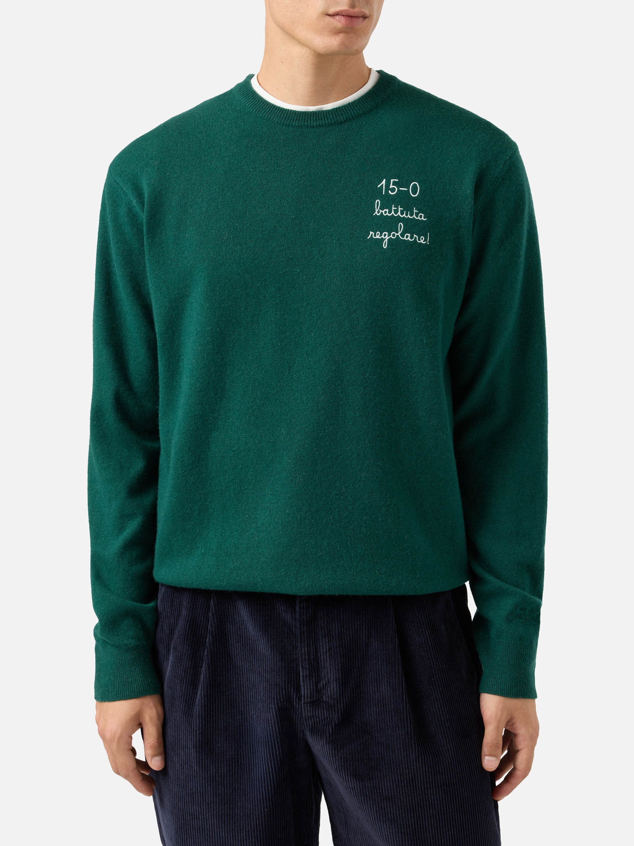 Crewneck Heron Light With 15-0 Battuta Regolare! Embroidery | Vacanze Di Natale Special Edition Green