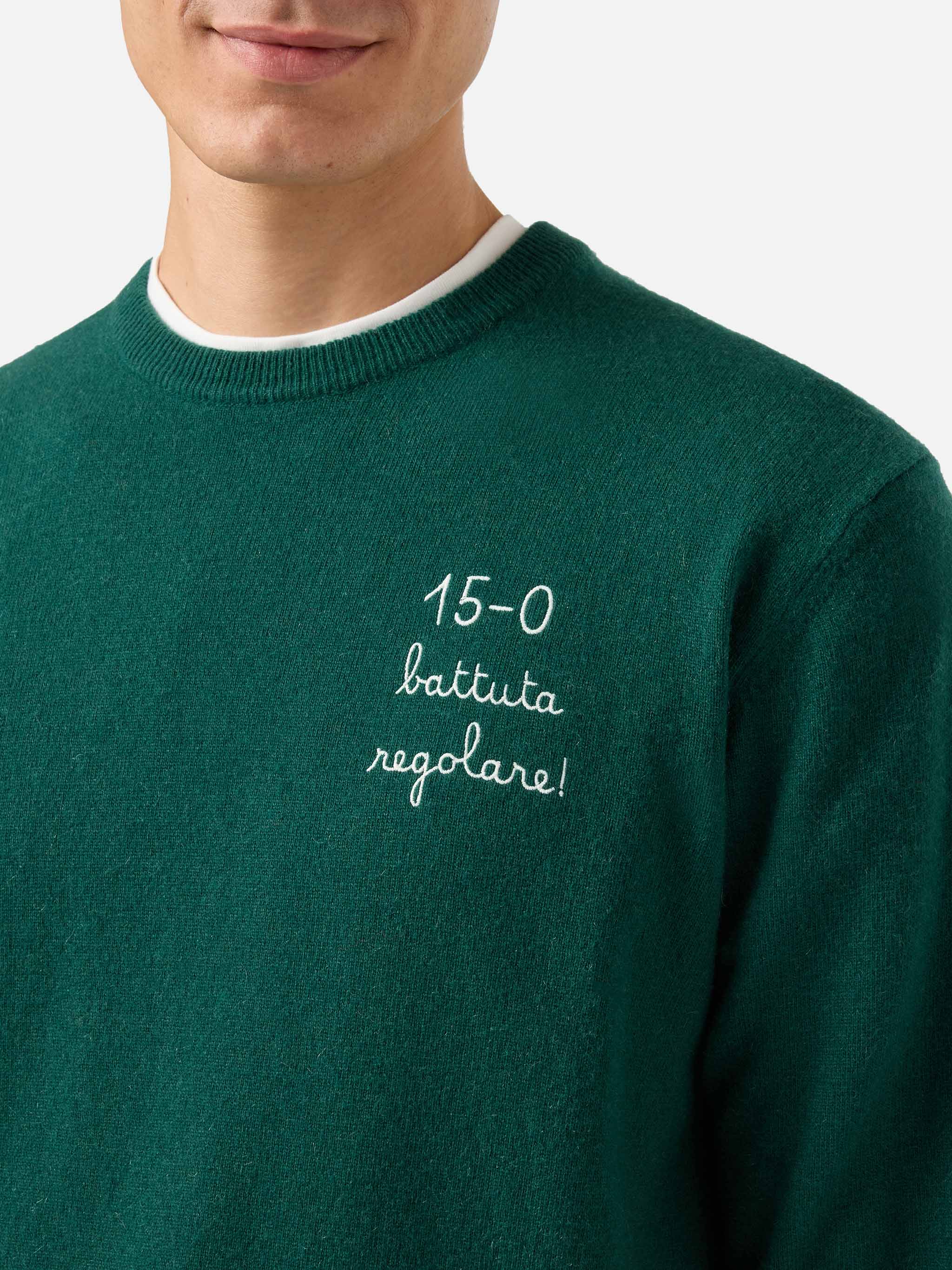 Crewneck Heron Light With 15-0 Battuta Regolare! Embroidery | Vacanze Di Natale Special Edition Green