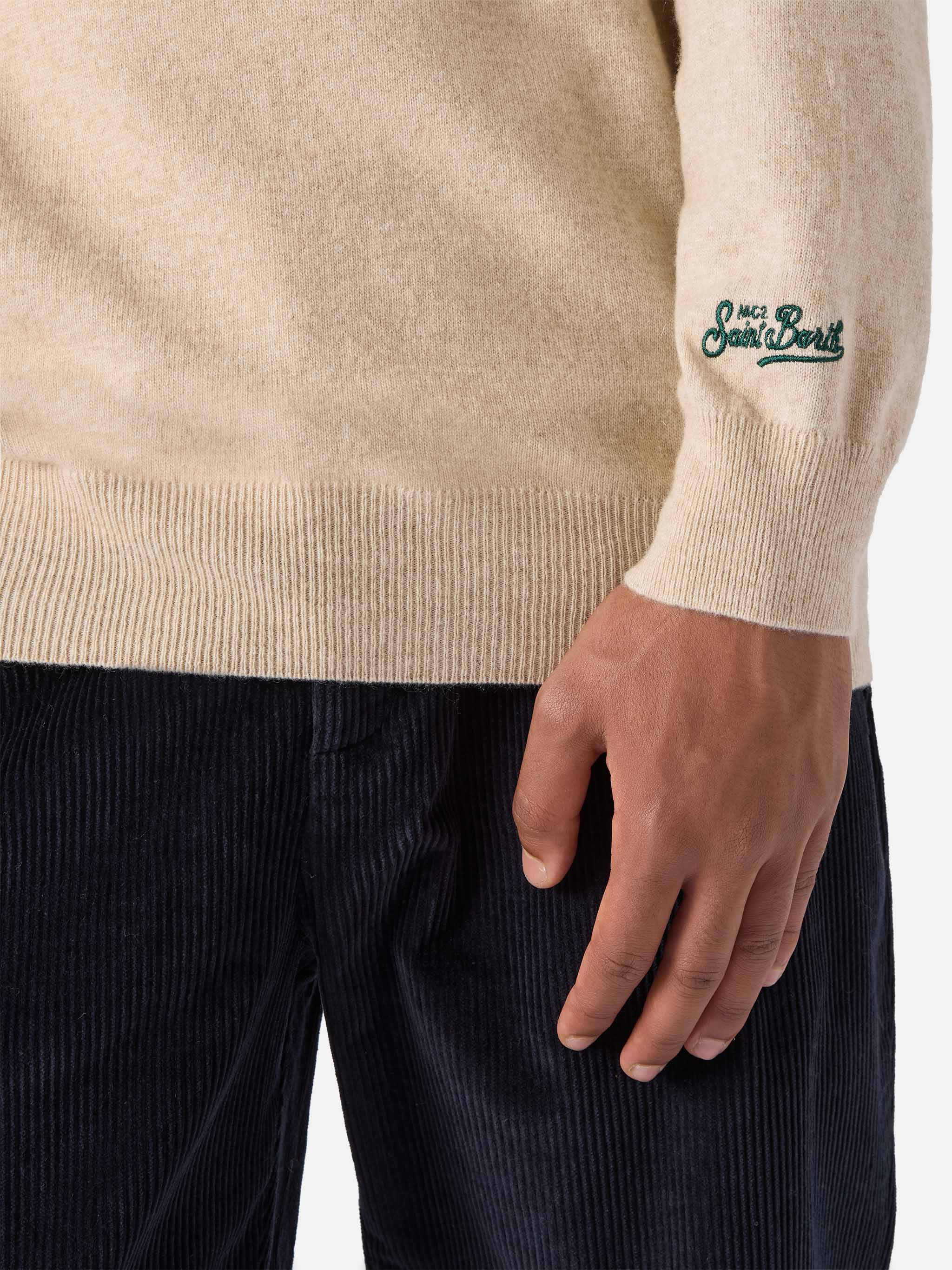 Crewneck Sweater Heron Light With 19 Gradi. Praticamente Marocco Primavera! Embroidery | Yuppies Special Edition Brown