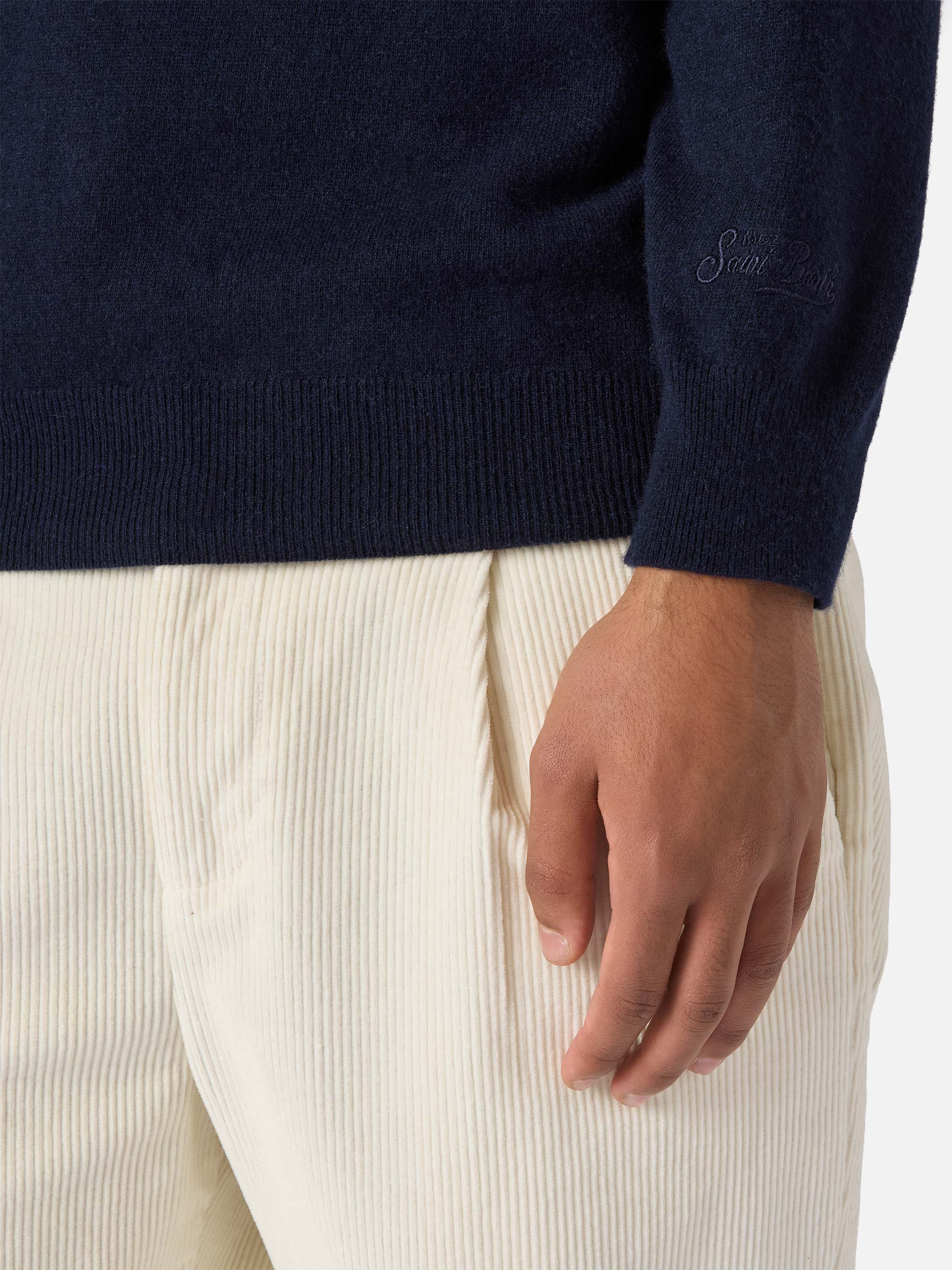 Crewneck Sweater Heron Light With Provare Per Credere! Embroidery | Yuppies Special Edition Blue