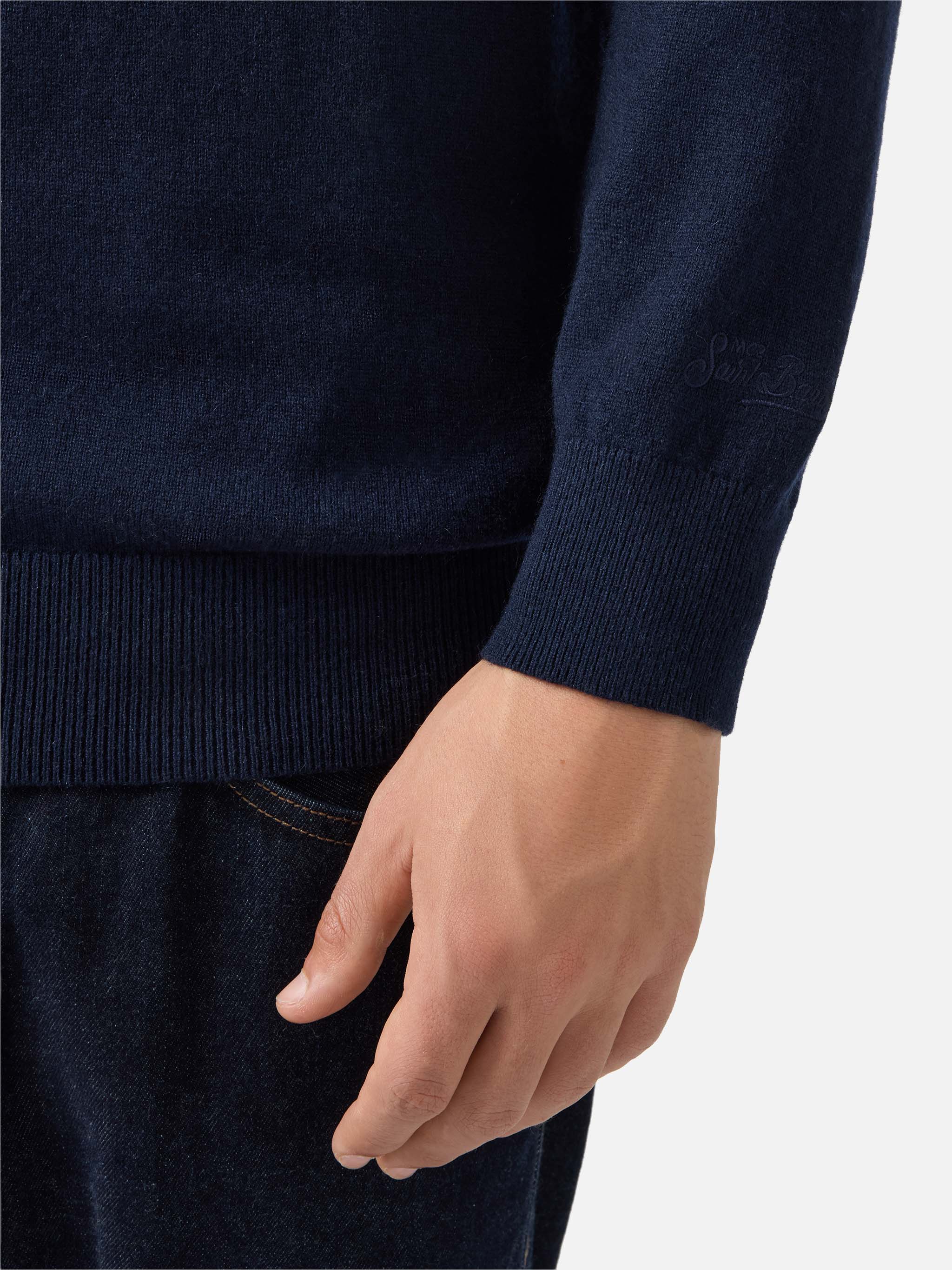 Crewneck Sweater Heron Light With Grand Slam Embroidery Blue