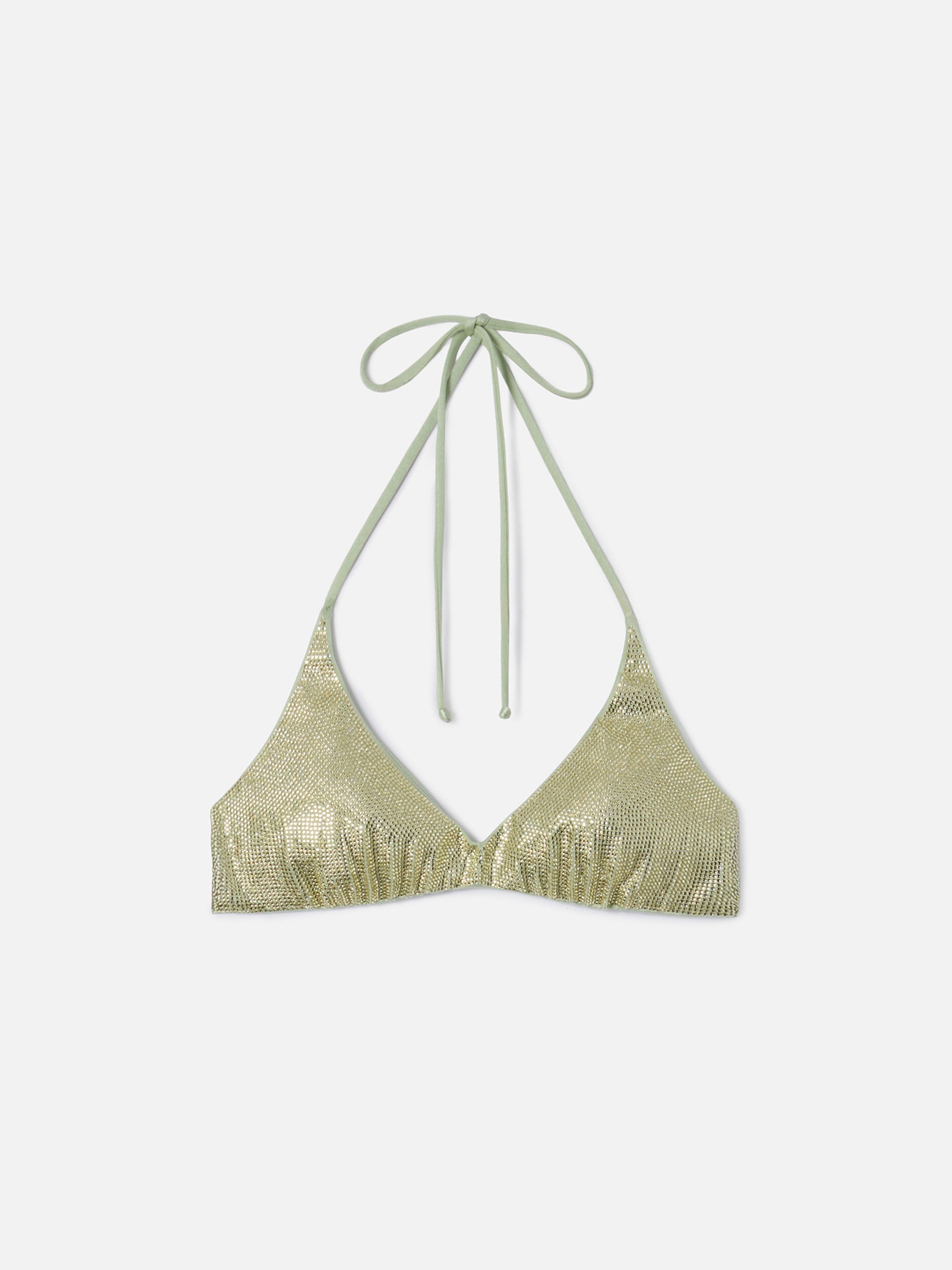 Hespera Bralette Bikini Top Aqua Green With Applied Rhinestones