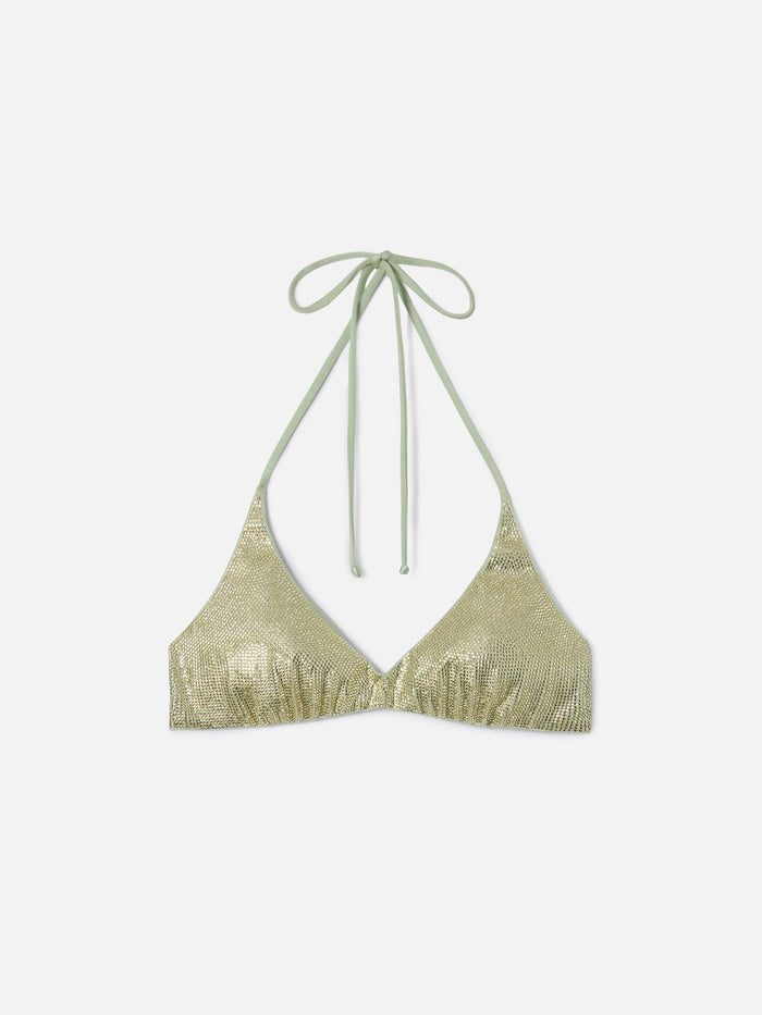 Hespera Bralette Bikini Top Aqua Green With Applied Rhinestones