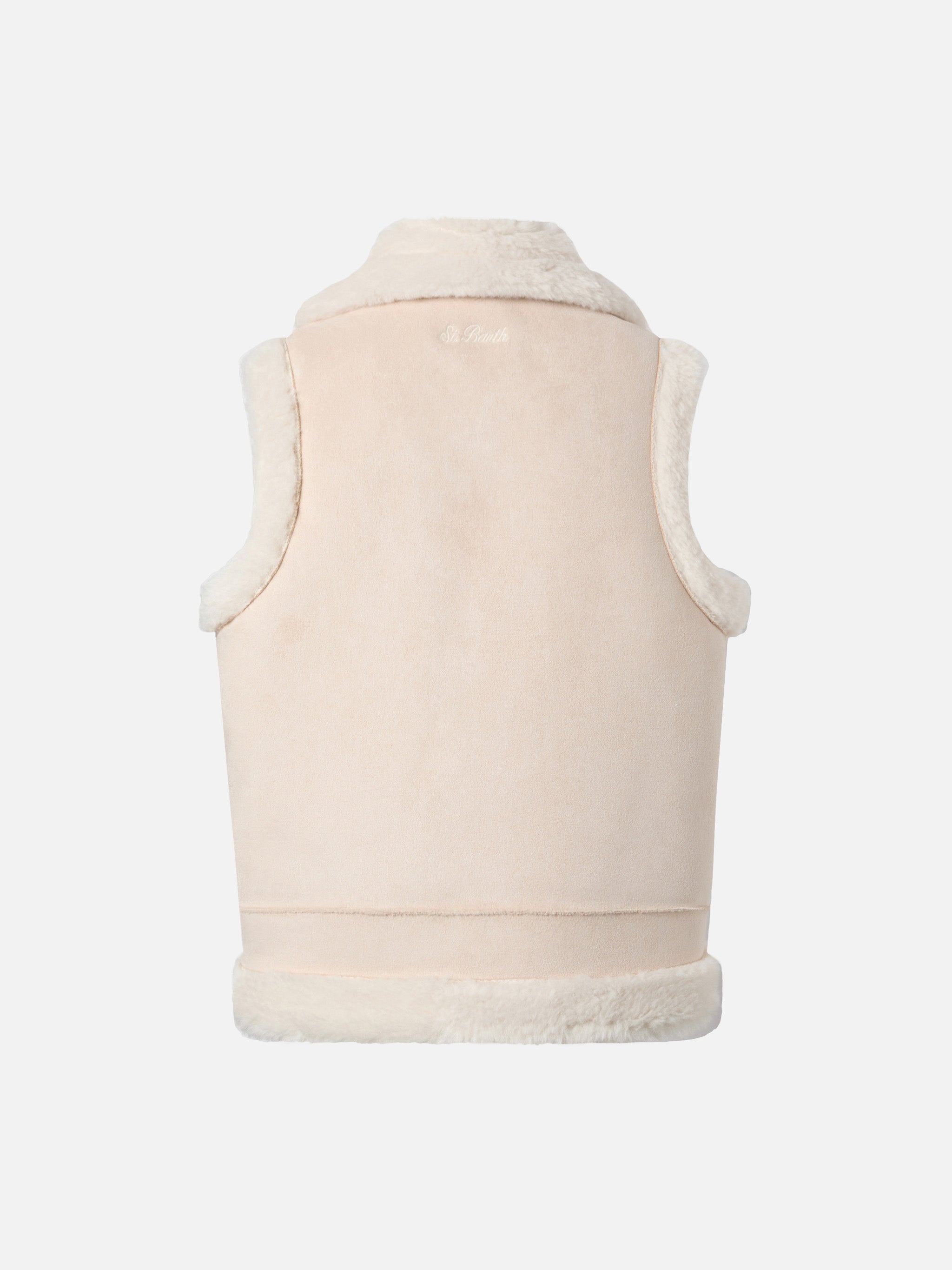 Hesketh Jr Faux-Shearling Gilet With Western Embroidery Beige Jacket