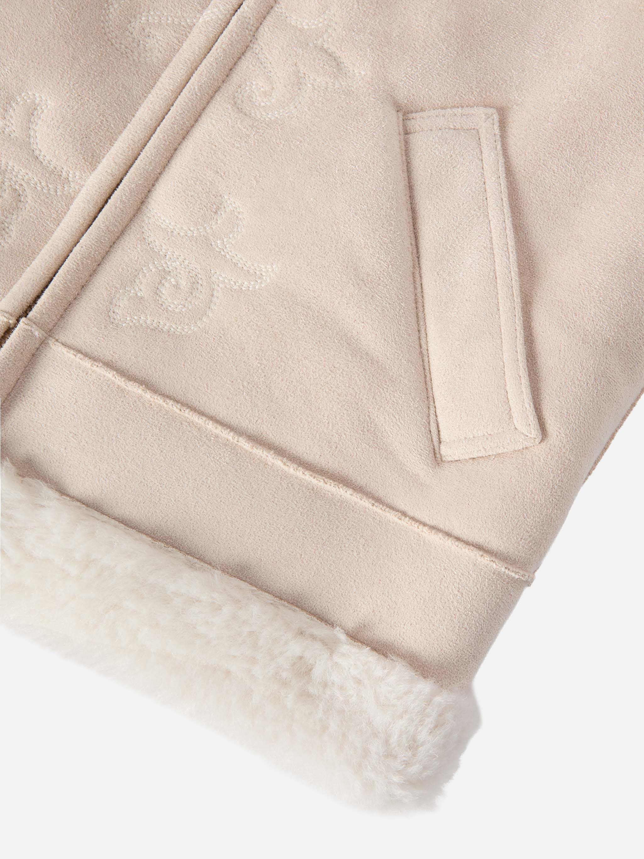 Hesketh Jr Faux-Shearling Gilet With Western Embroidery Beige Jacket