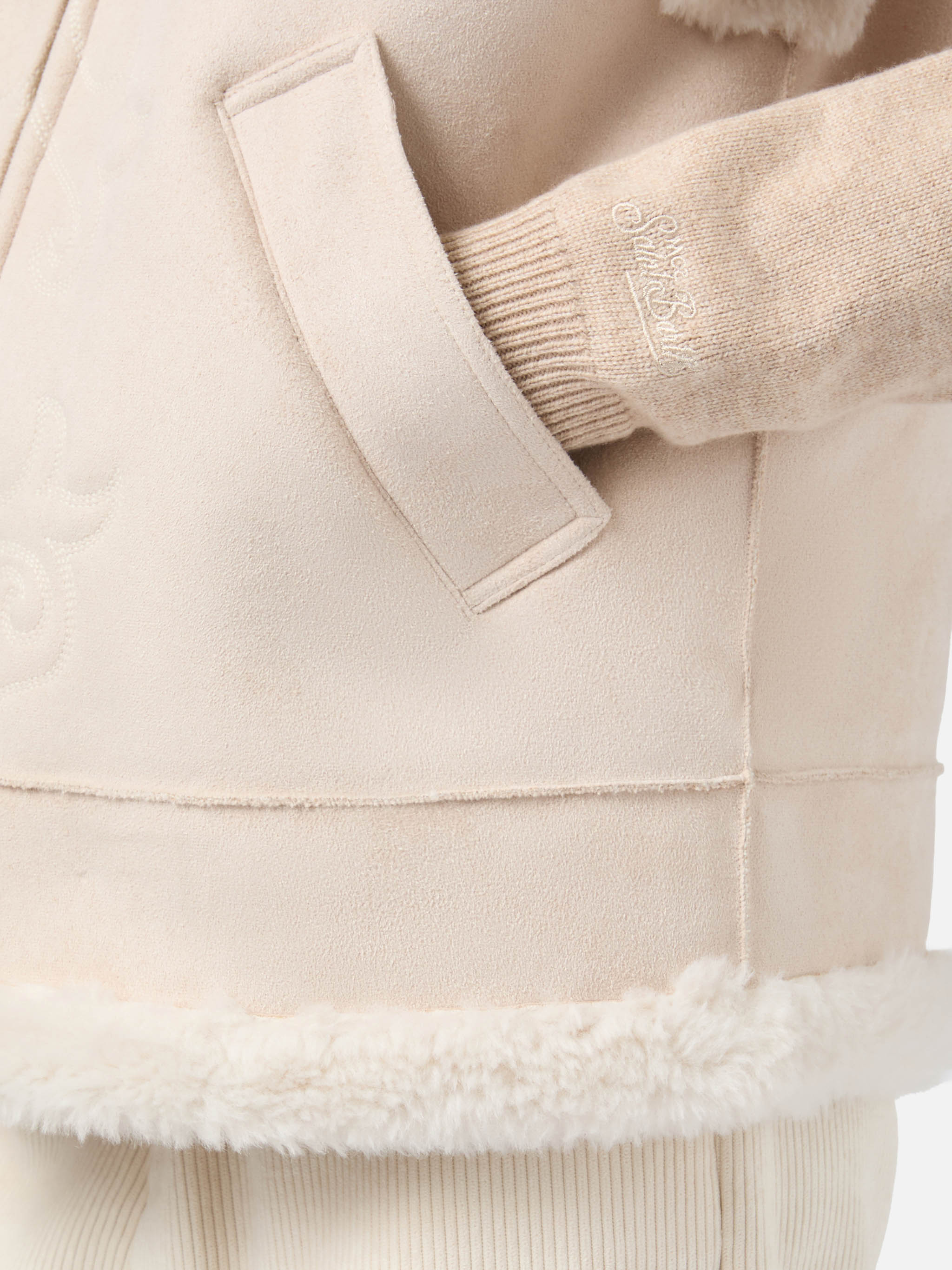 Hesketh Faux-Shearling Gilet With Western Embroidery Beige Jacket
