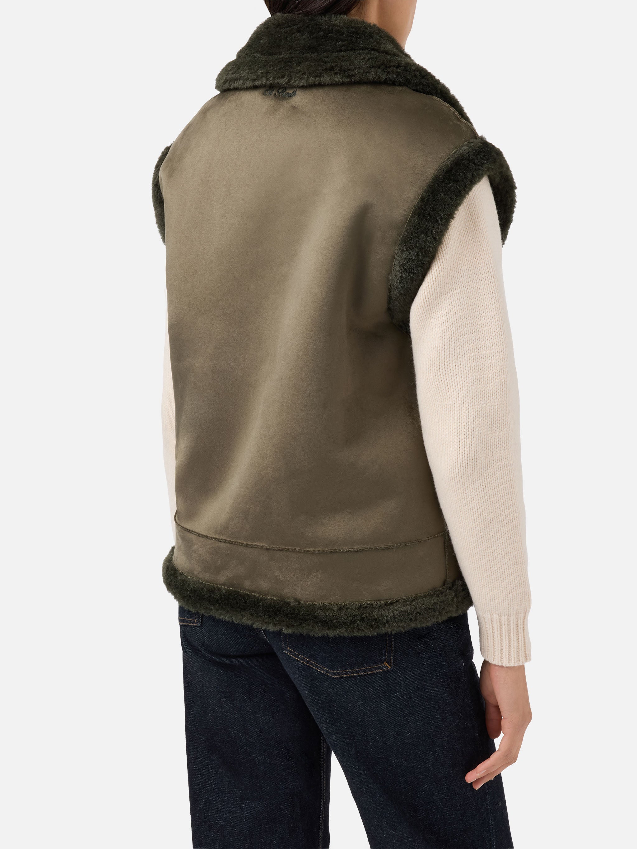 Hesketh Faux-Shearling Gilet With Western Embroidery Military Jacket
