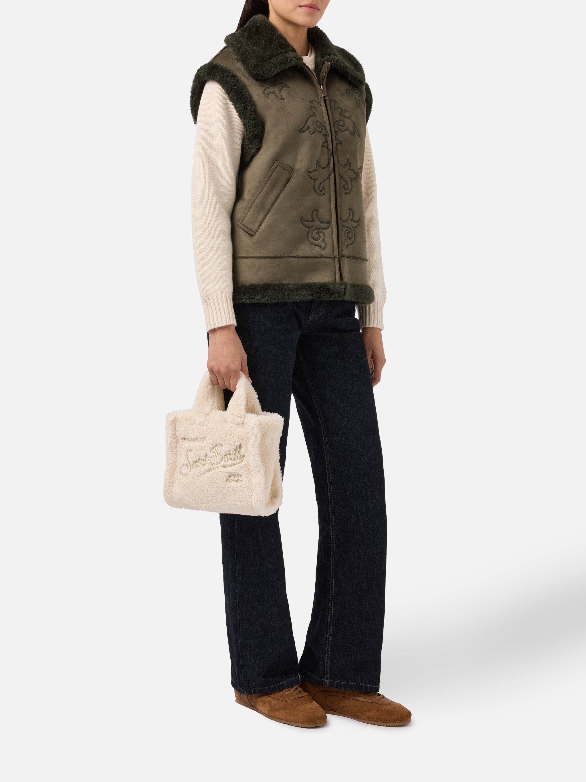Hesketh Faux-Shearling Gilet With Western Embroidery Military Jacket