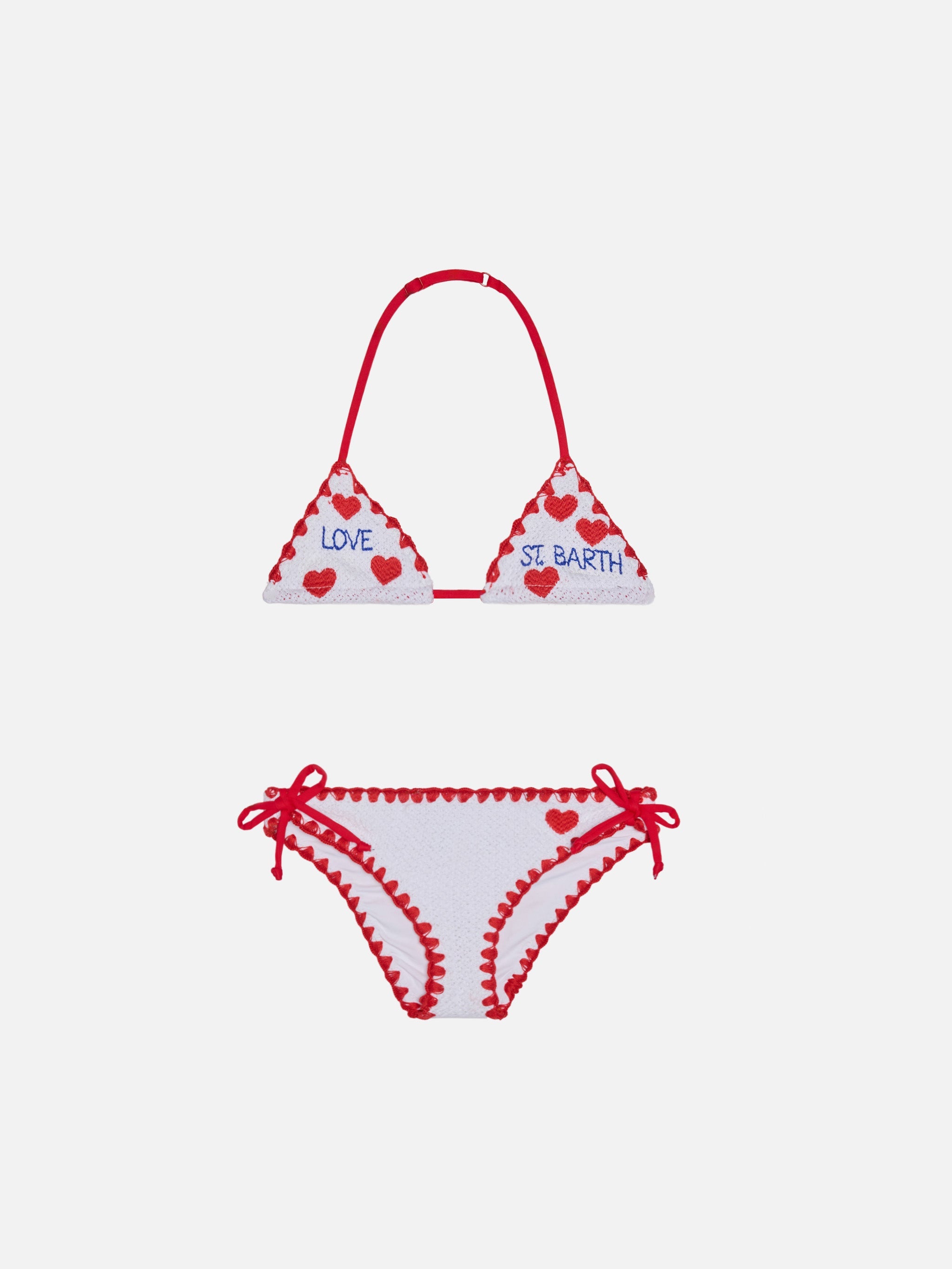 Girl Bikini With Hearts White
