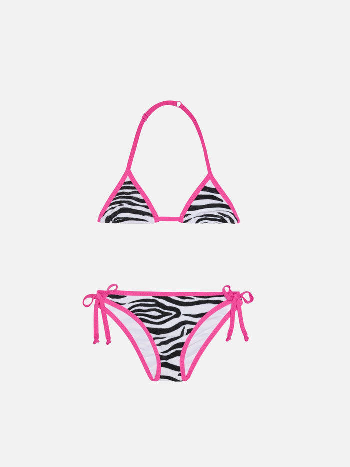 Girl Triangle Bikini With Zebra Print __single__
