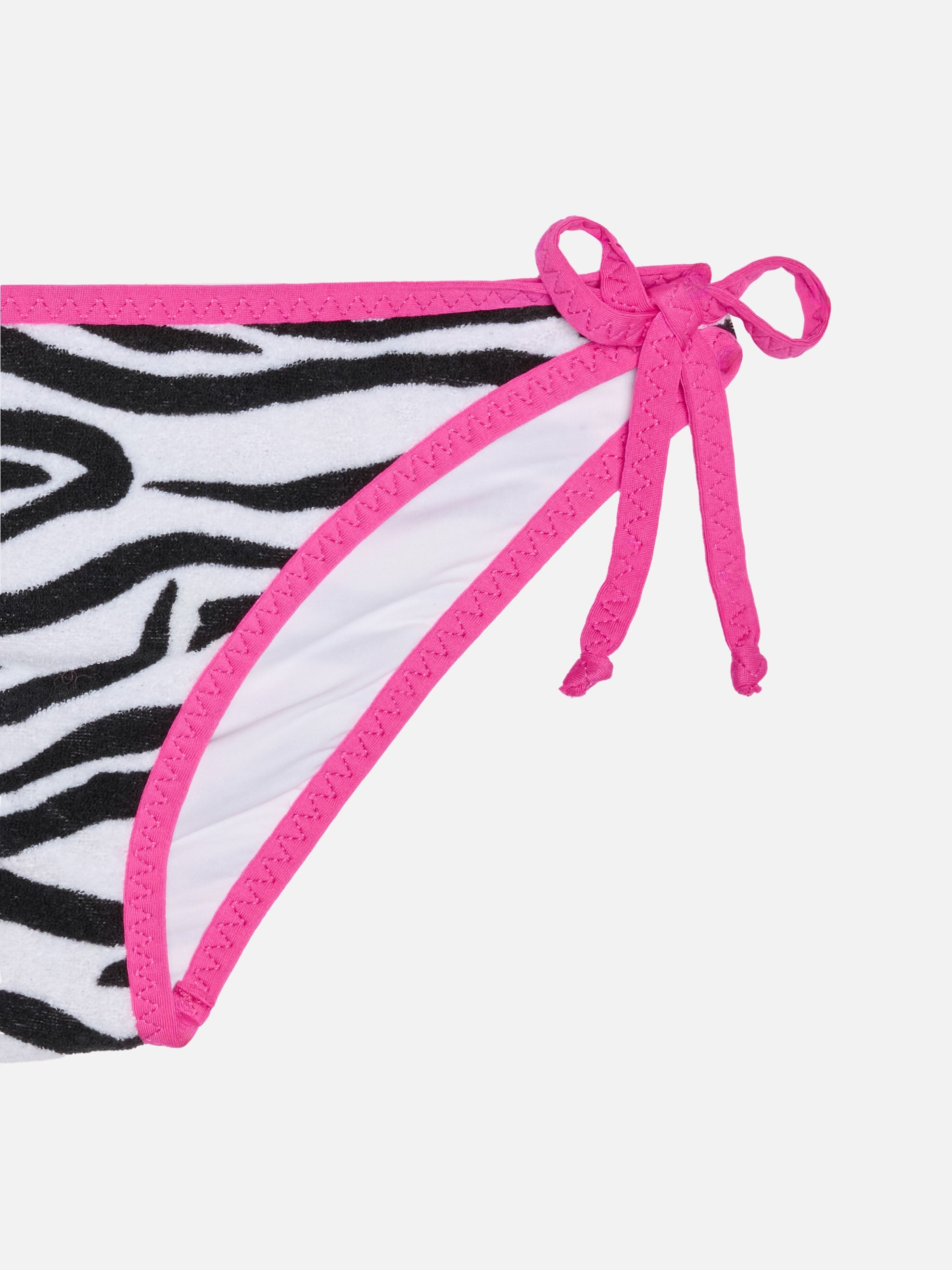 Girl Triangle Bikini With Zebra Print White