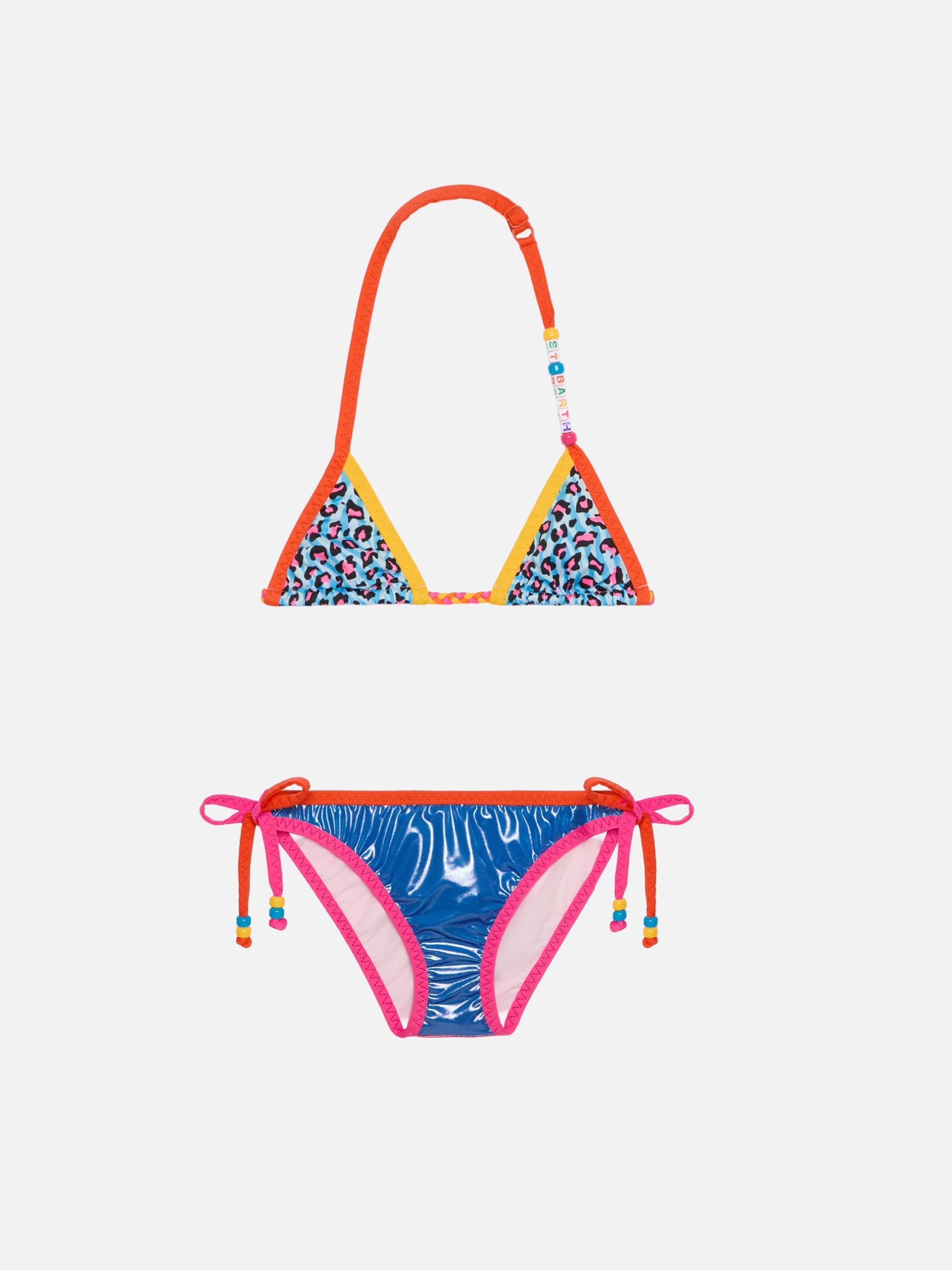 Girl Triangle Bikini With Leopard Print Blue