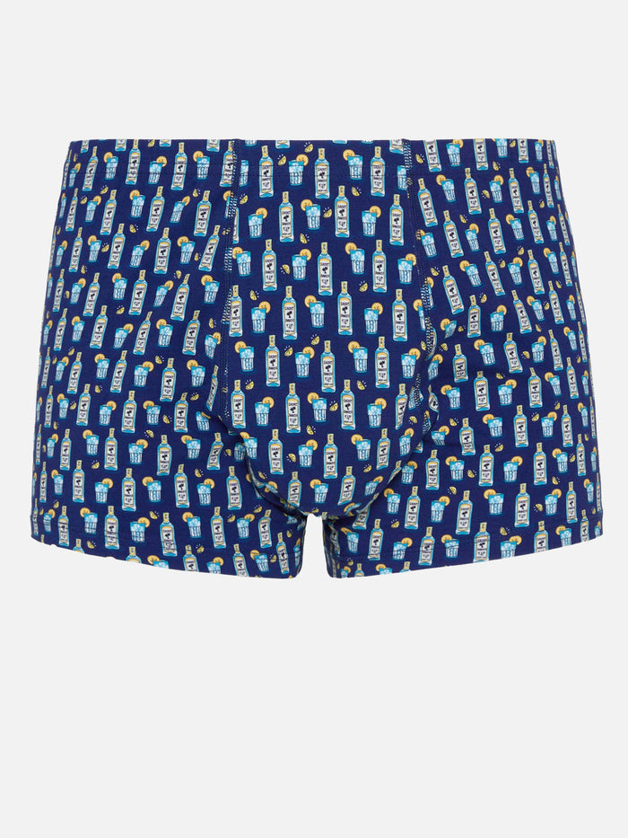 Man Underwear Boxer Gin Tonic Print Blue