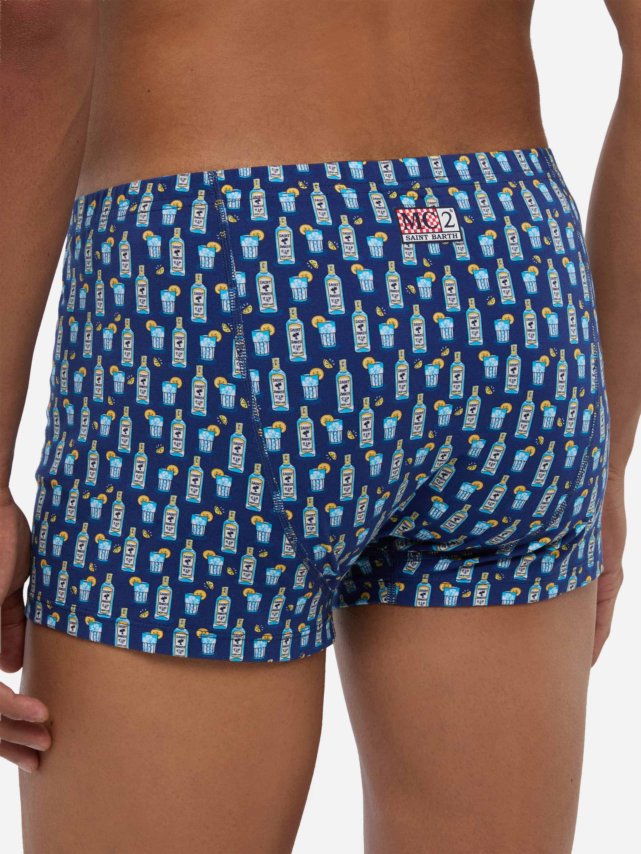Man Underwear Boxer Gin Tonic Print Blue